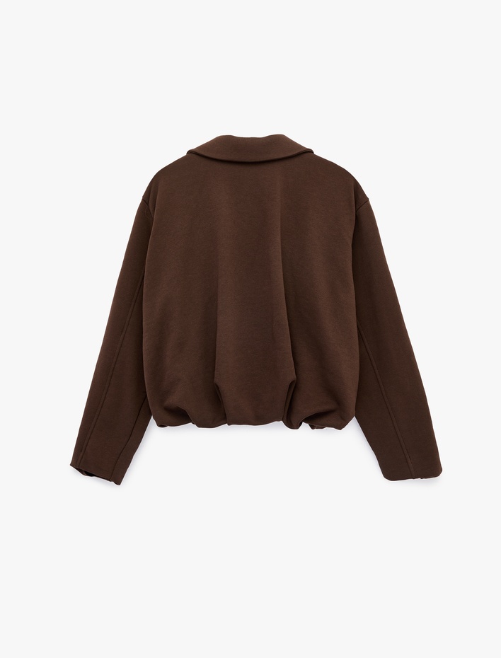  Rahat Kalıp Uzun Kollu Polo Yaka Fermuarlı Sweatshirt