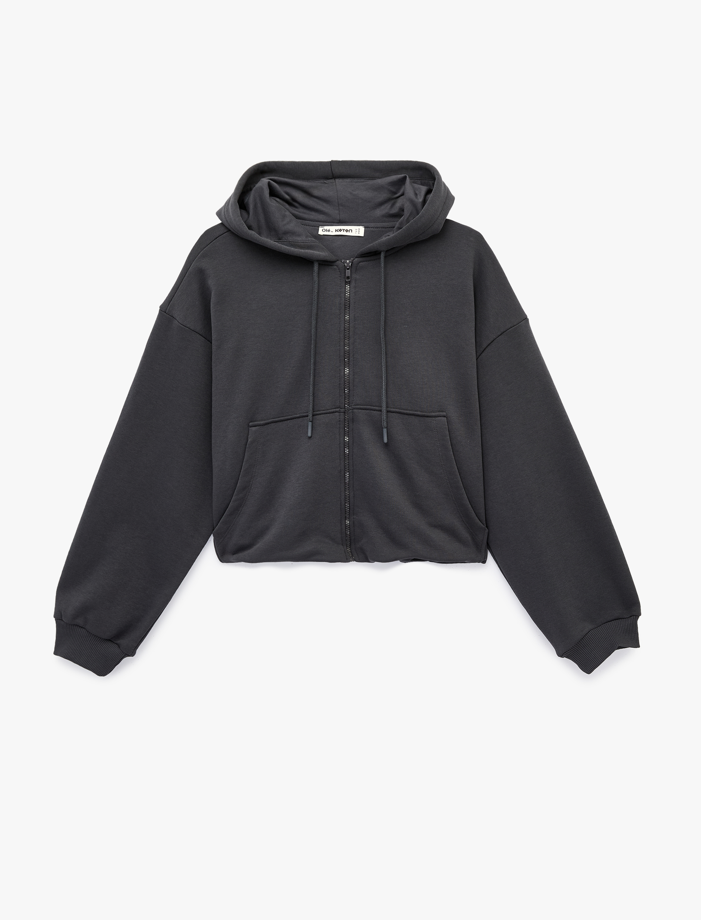   Rahat Kalıp Uzun Kollu Kanguru Cepli Fermuarlı Kapüşonlu Sweatshirt