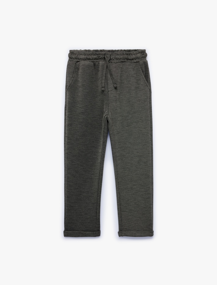 Erkek Çocuk Pike Kumaş Beli Bağcıklı Cepli Eşofman Altı