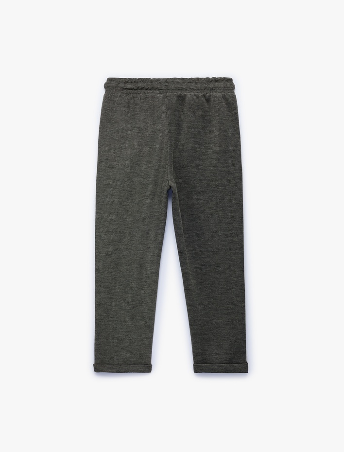 Erkek Çocuk Pike Kumaş Beli Bağcıklı Cepli Eşofman Altı