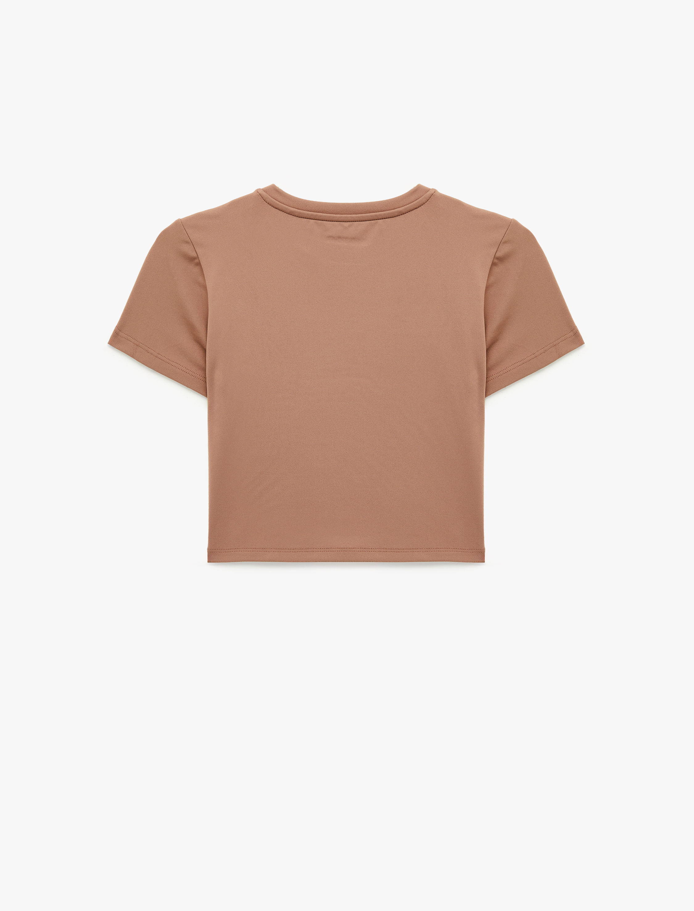   Slim Fit Kısa Kollu Bisiklet Yaka Crop Spor Tişört