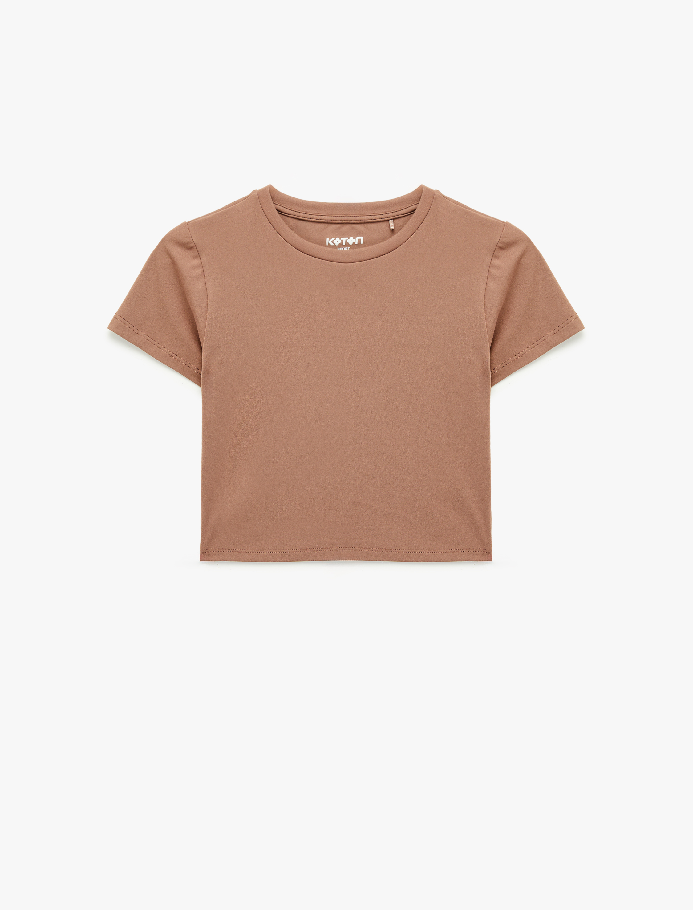   Slim Fit Kısa Kollu Bisiklet Yaka Crop Spor Tişört