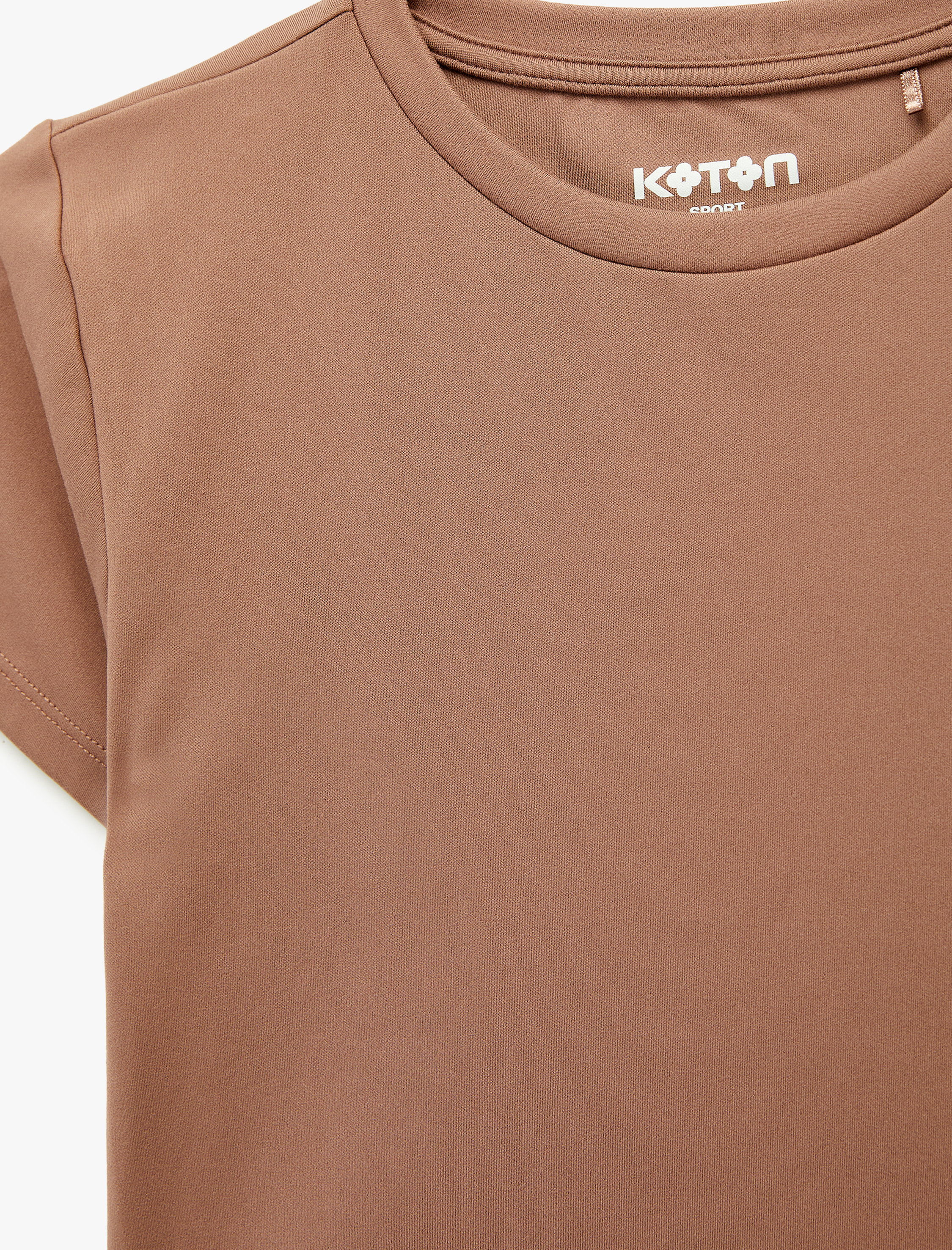   Slim Fit Kısa Kollu Bisiklet Yaka Crop Spor Tişört