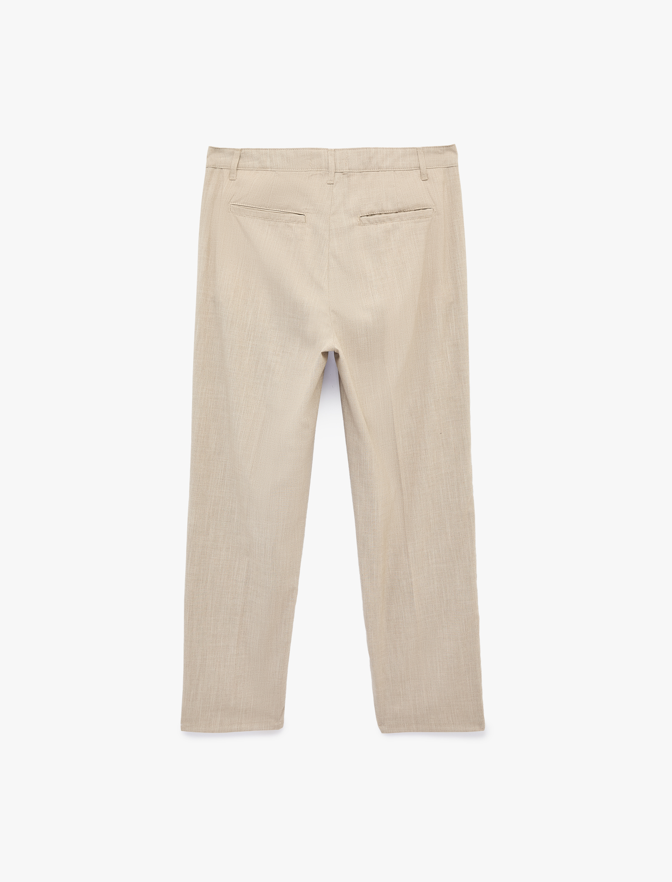   Viskon Karışımlı Düğmeli Cepli Pileli Kumaş Pantolon