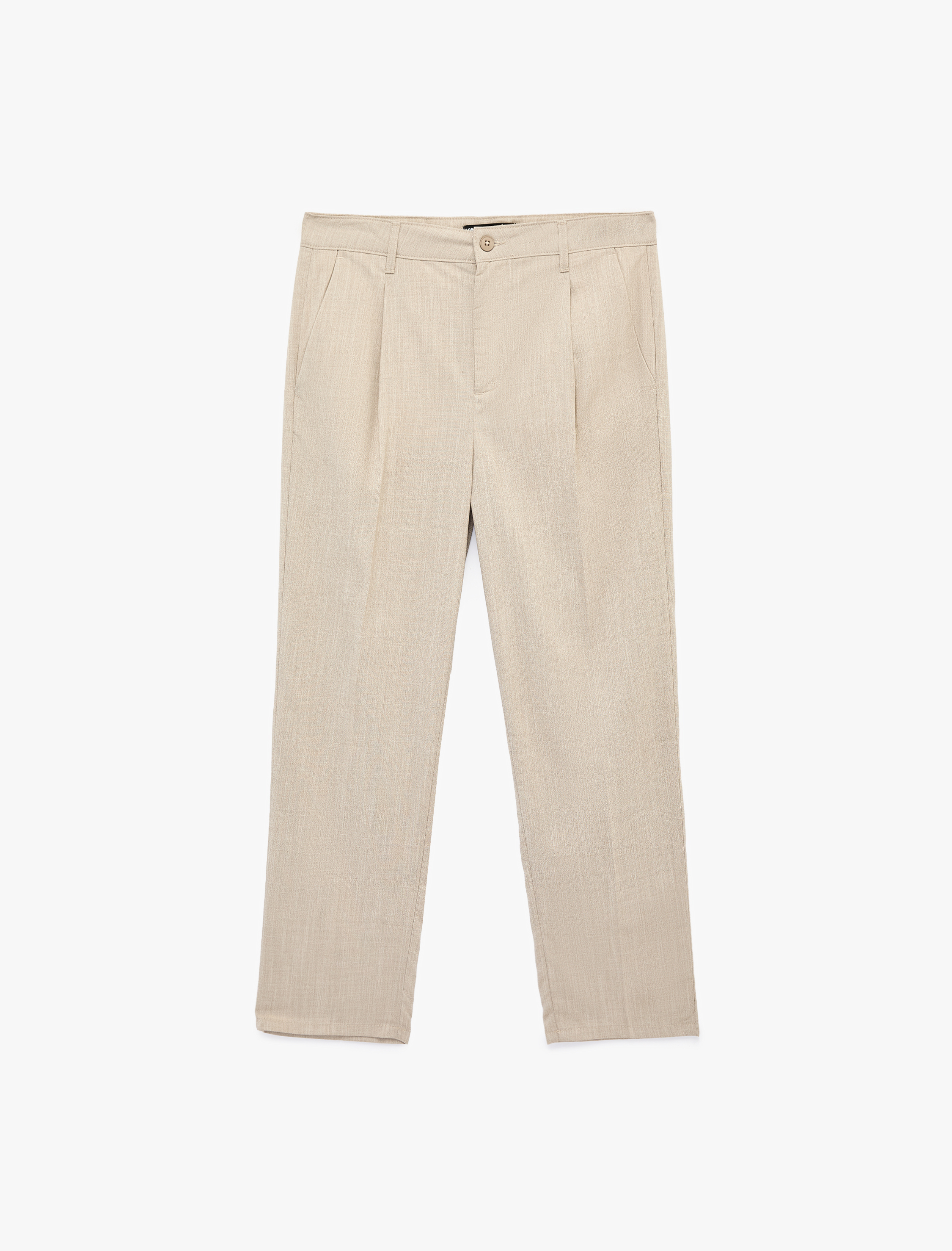   Viskon Karışımlı Düğmeli Cepli Pileli Kumaş Pantolon