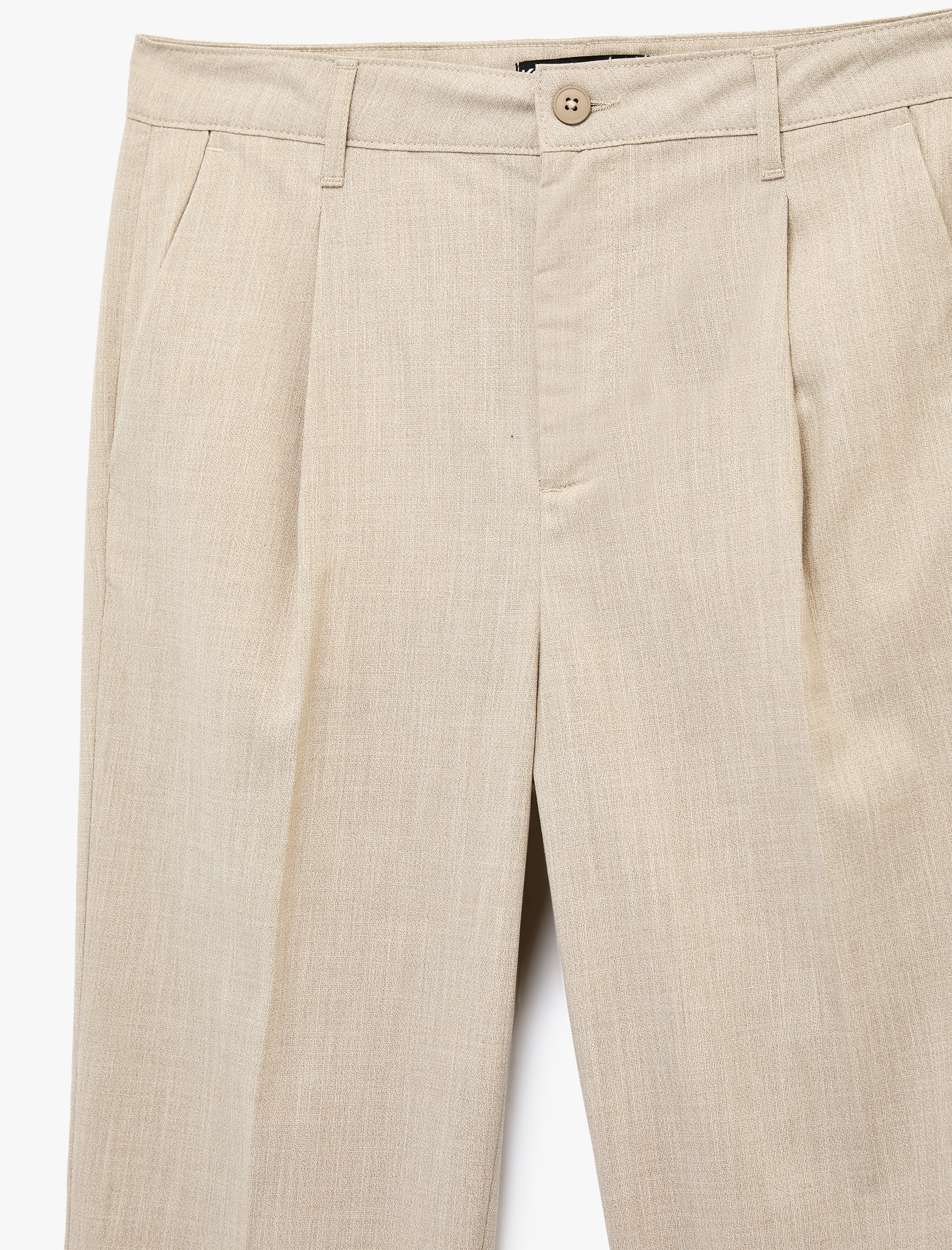   Viskon Karışımlı Düğmeli Cepli Pileli Kumaş Pantolon