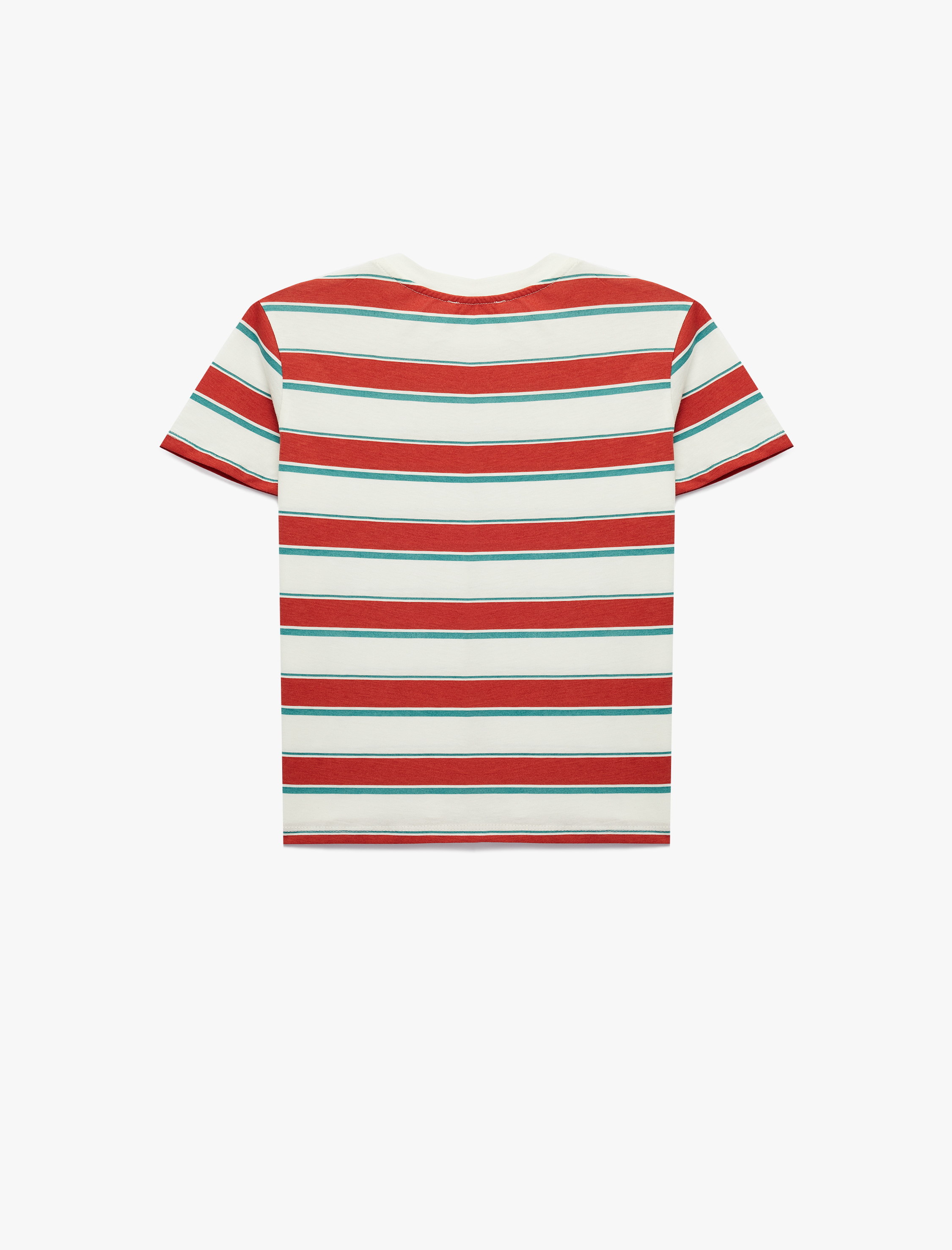  Erkek Çocuk Pamuklu Kısa Kollu Bisiklet Yaka Çizgili Tişört