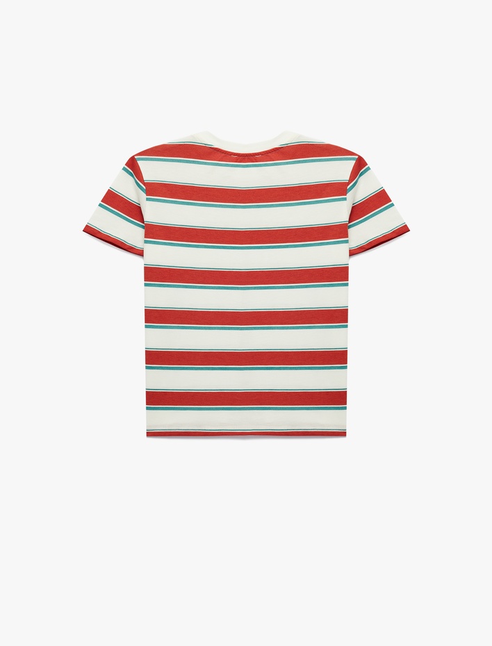 Erkek Çocuk Pamuklu Kısa Kollu Bisiklet Yaka Çizgili Tişört