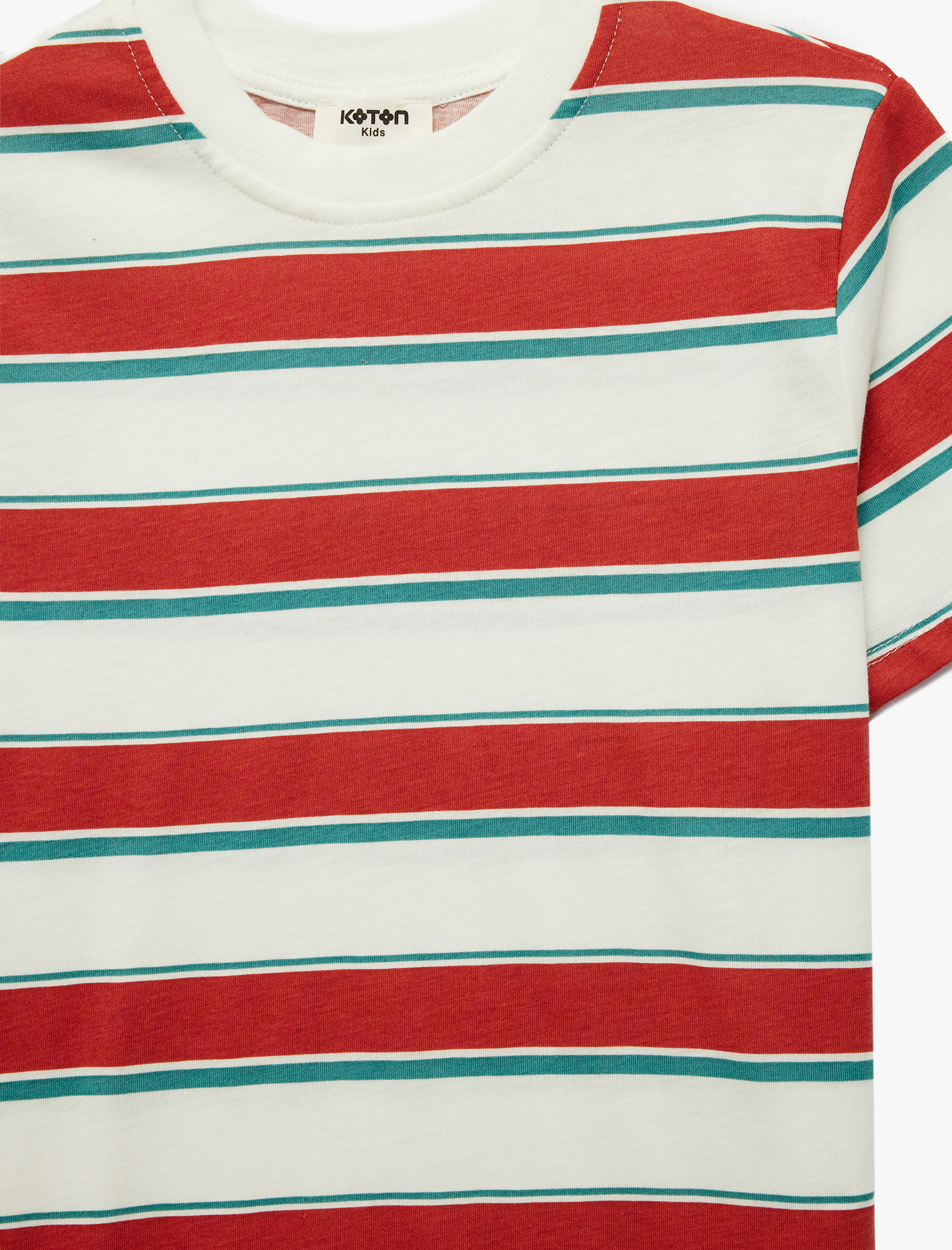  Erkek Çocuk Pamuklu Kısa Kollu Bisiklet Yaka Çizgili Tişört