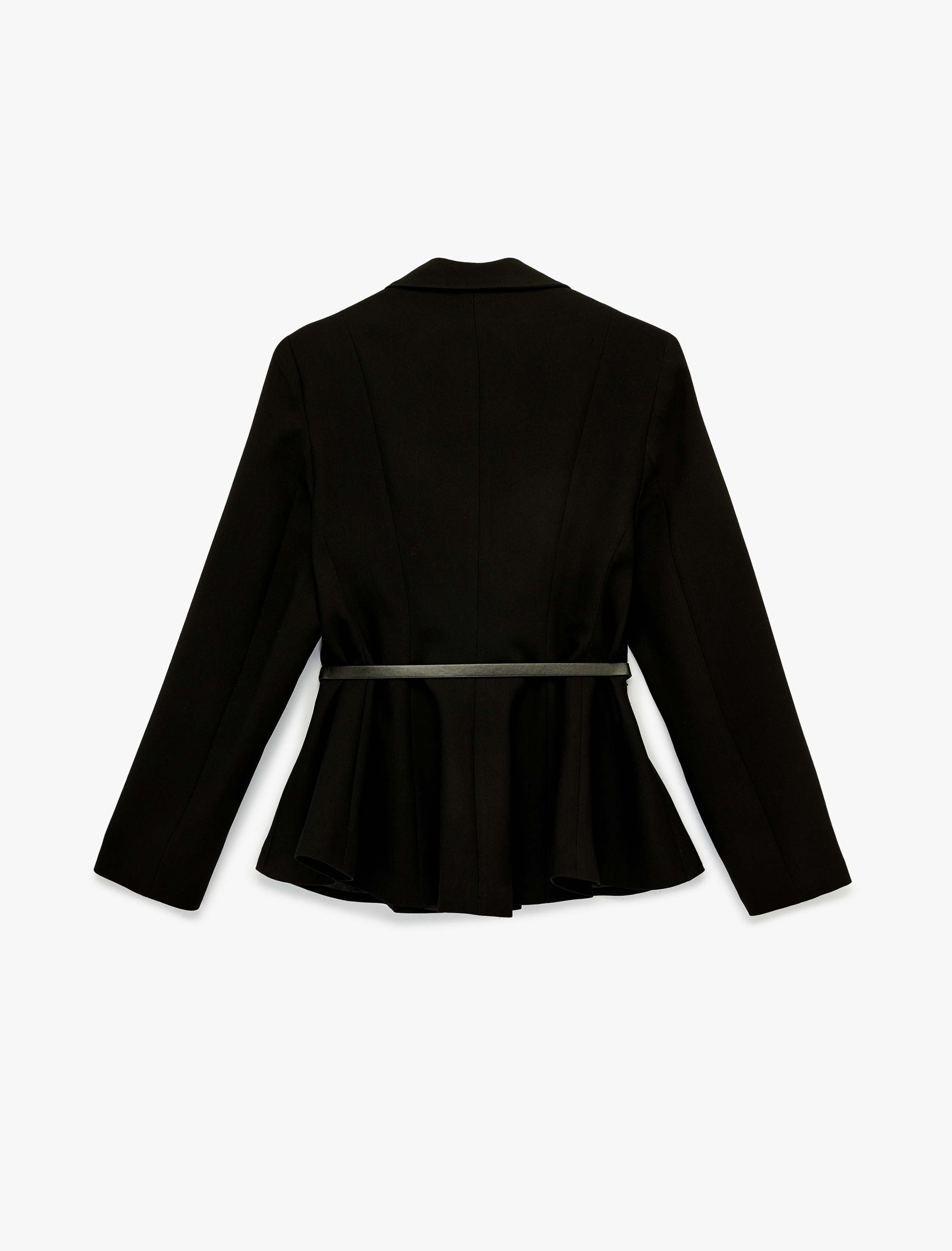   Kemer Detaylı Uzun Kollu Peplum Kruvaze Yaka Blazer Ceket