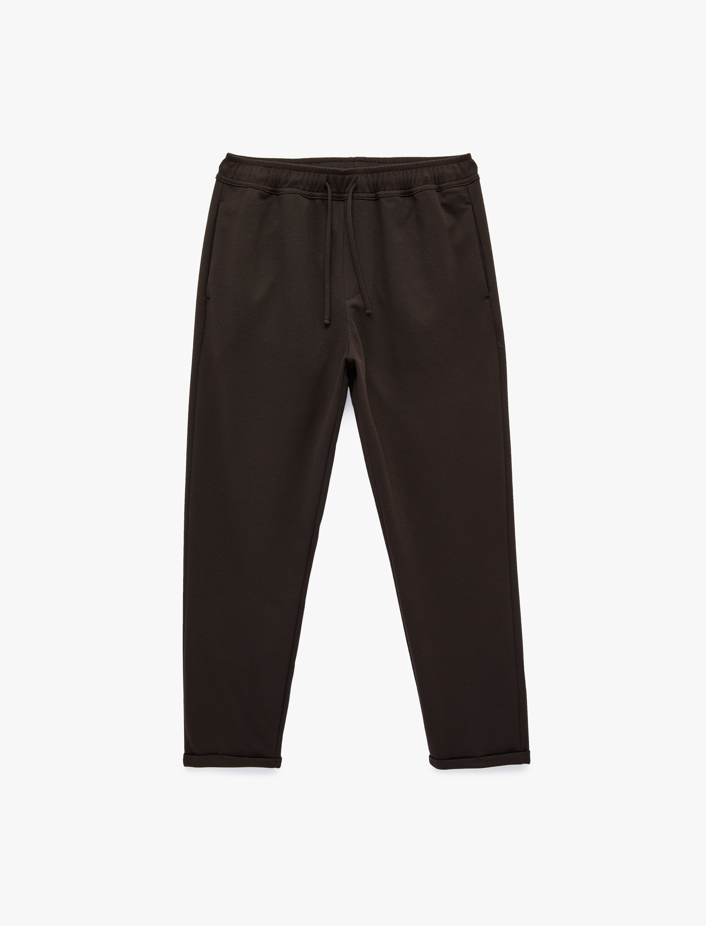   Duble Paça Cepli Straight Fit Beli Bağcıklı Pantolon