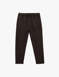 Duble Paça Cepli Straight Fit Beli Bağcıklı Pantolon