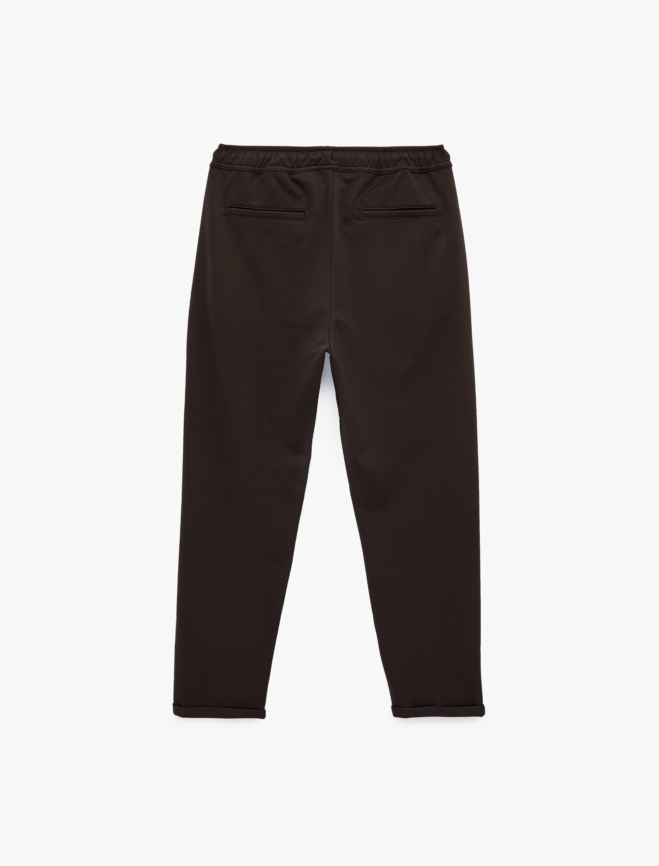   Duble Paça Cepli Straight Fit Beli Bağcıklı Pantolon