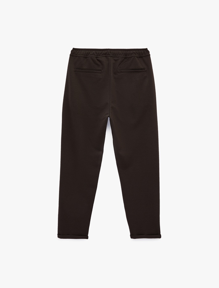  Duble Paça Cepli Straight Fit Beli Bağcıklı Pantolon