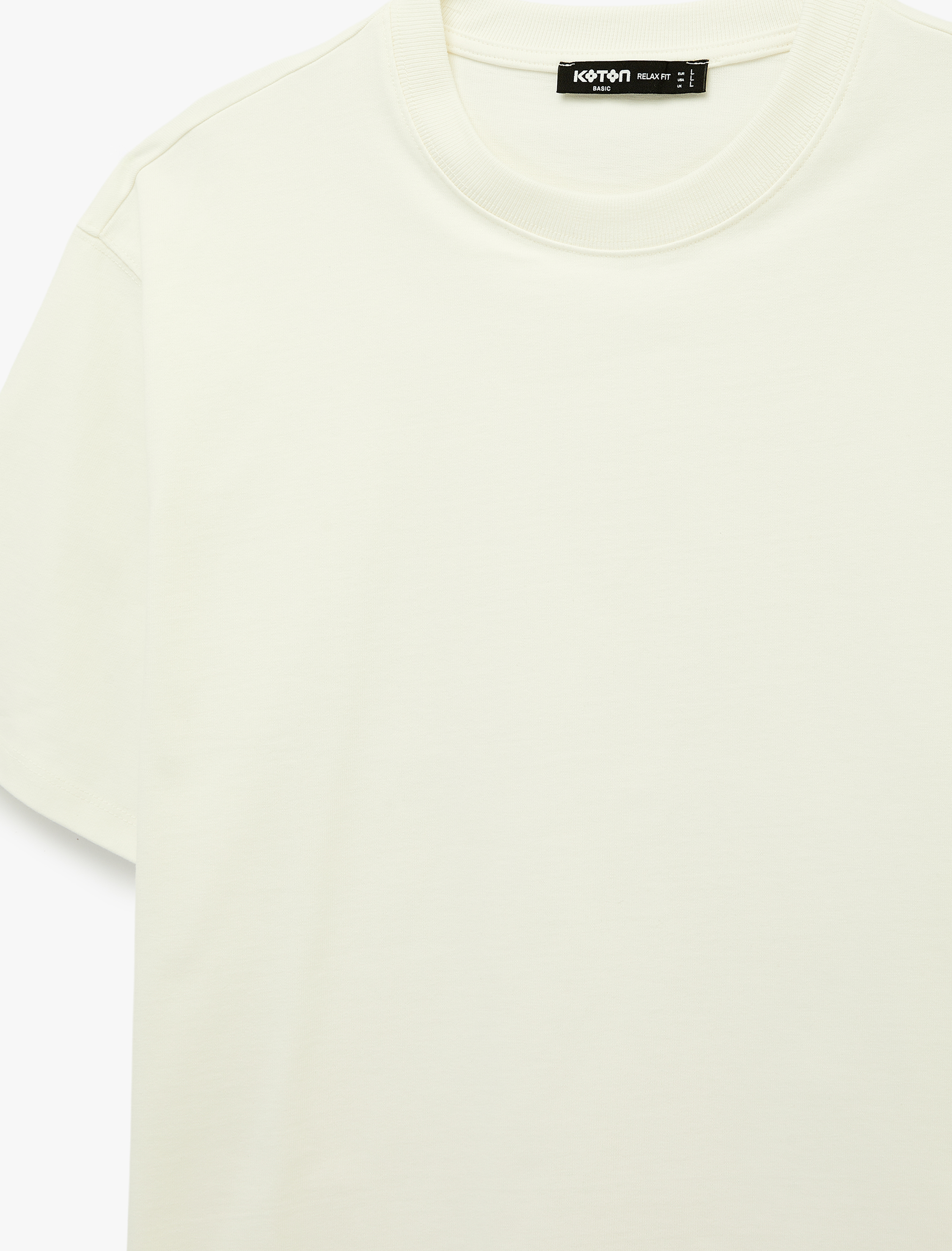   Kısa Kollu Pamuklu Tok Kumaş Bisiklet Yaka Oversize Basic Tişört