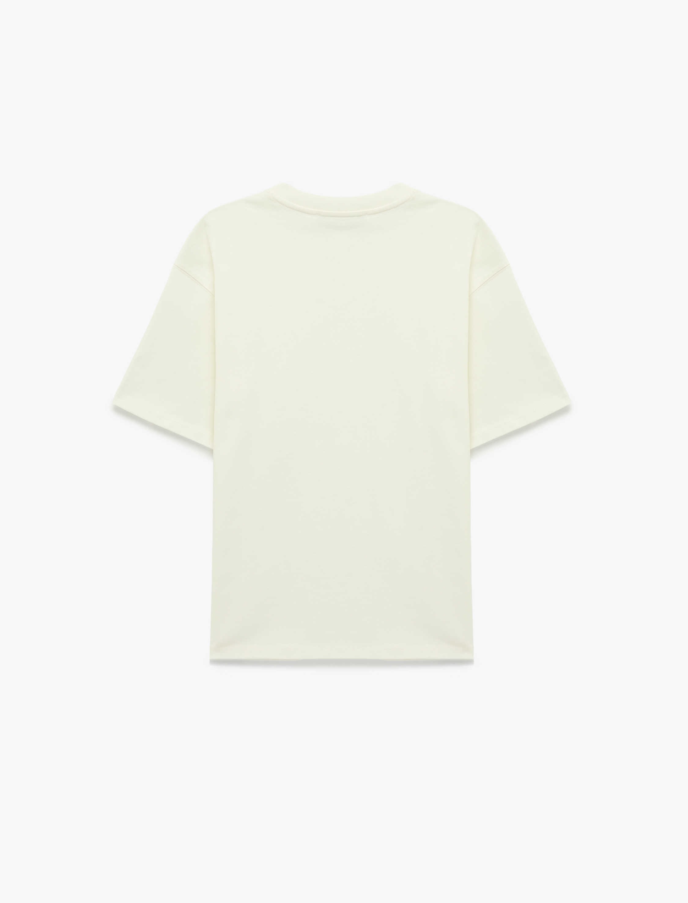   Kısa Kollu Pamuklu Tok Kumaş Bisiklet Yaka Oversize Basic Tişört