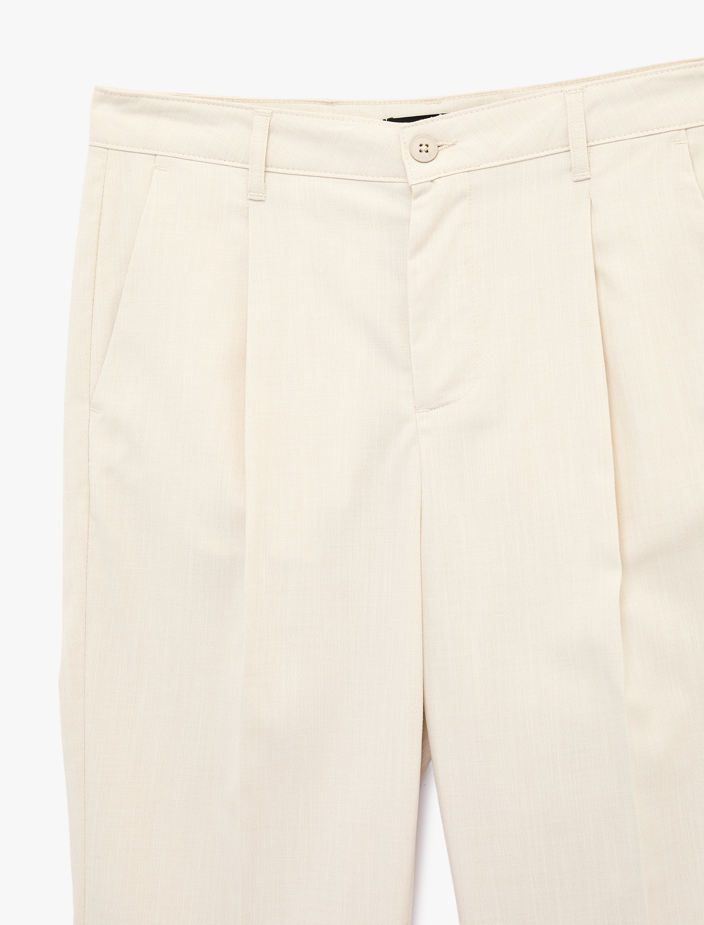   Viskon Karışımlı Düğmeli Cepli Pileli Kumaş Pantolon