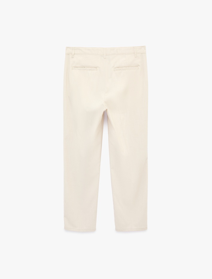  Viskon Karışımlı Düğmeli Cepli Pileli Kumaş Pantolon