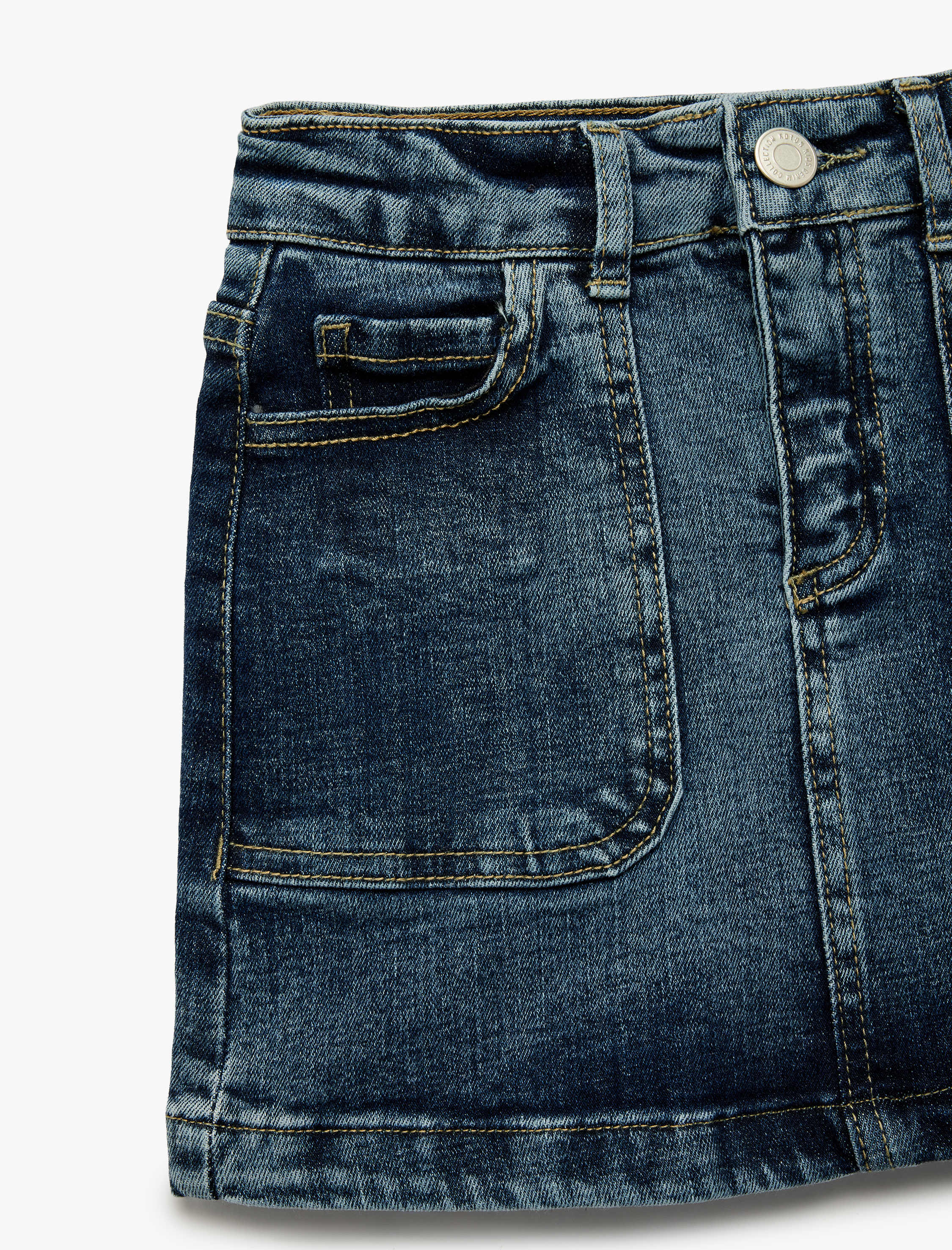  Kız Çocuk Pamuklu Cepli A Kesim Bol Kalıp Denim Etek