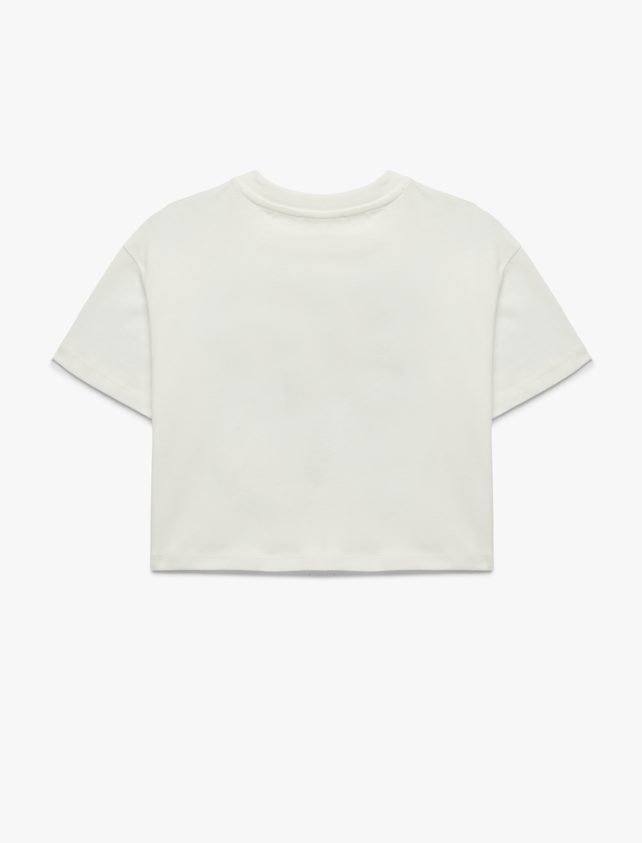  Kız Çocuk Pamuklu Kısa Kollu Bisiklet Yaka Fiyonk Baskılı Tişört