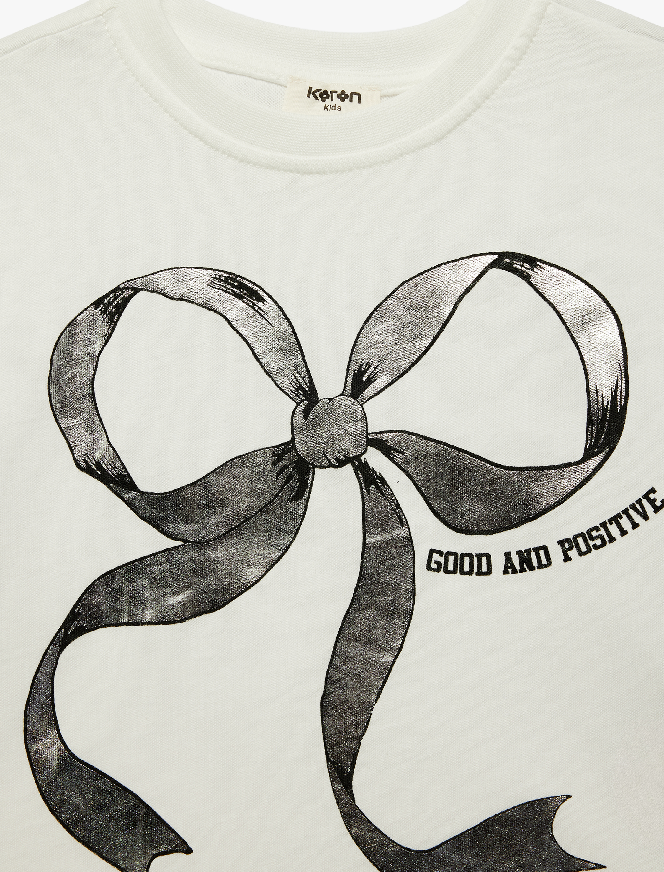  Kız Çocuk Pamuklu Kısa Kollu Bisiklet Yaka Fiyonk Baskılı Tişört