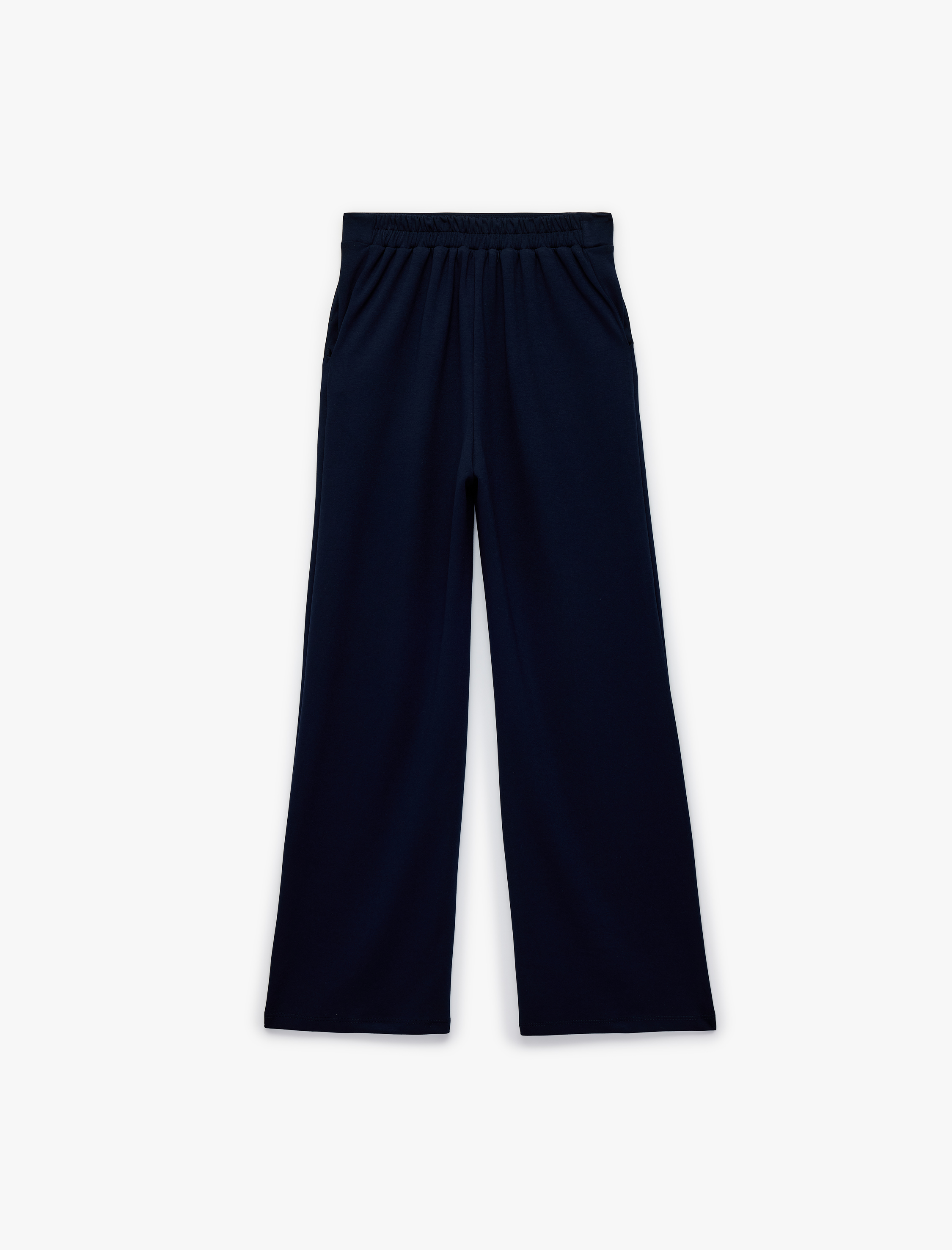  Kız Çocuk Düğme Detaylı Viskon Karışımlı Geniş Paça Pantolon