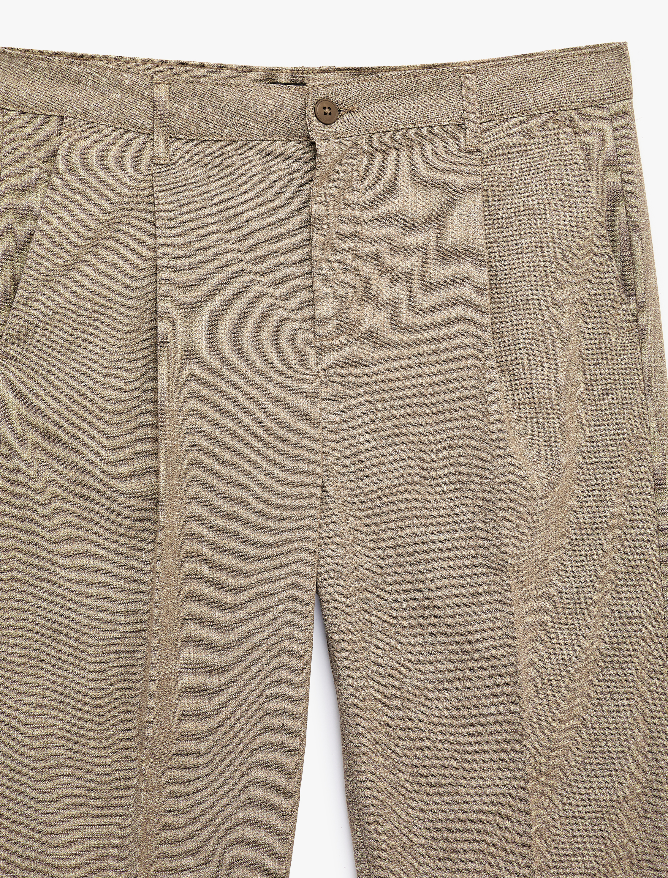   Viskon Karışımlı Düğmeli Cepli Pileli Kumaş Pantolon