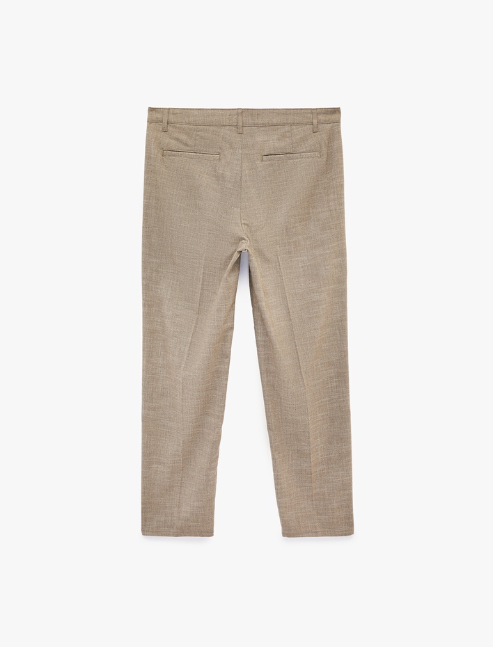  Viskon Karışımlı Düğmeli Cepli Pileli Kumaş Pantolon