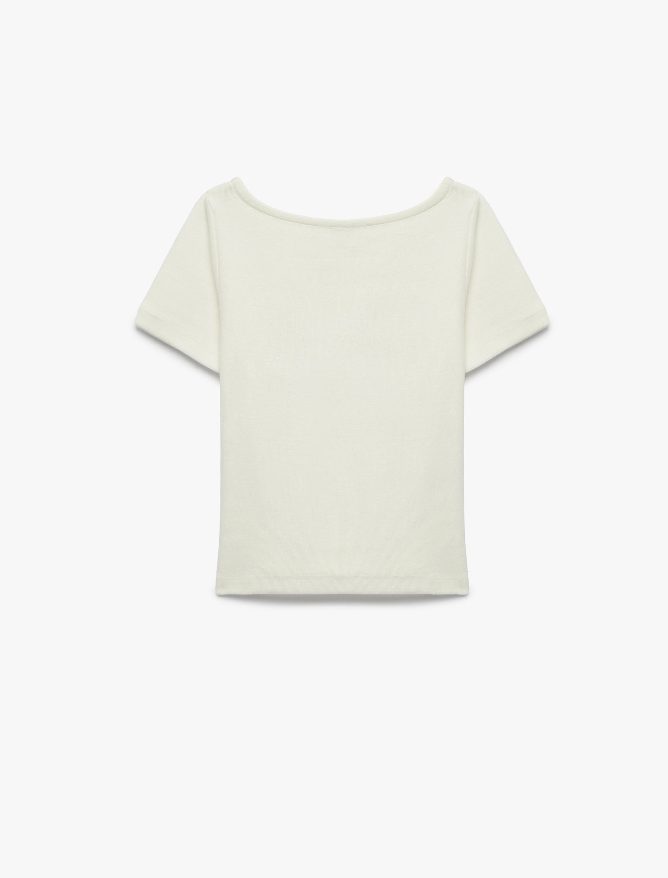  Kız Çocuk Drape Detaylı Yuvarlak Kayık Yaka Kısa Kollu Modal Tişört