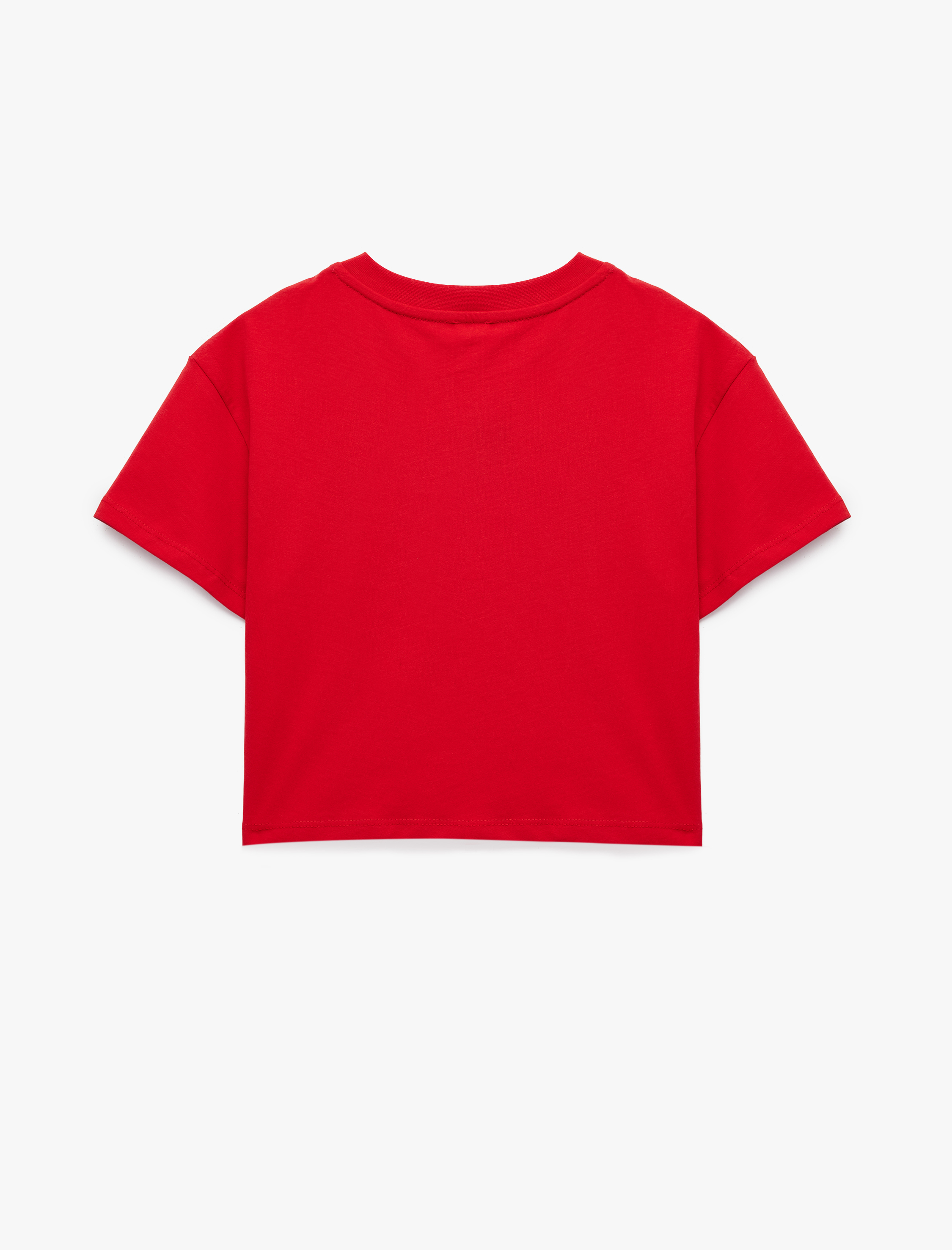  Kız Çocuk Kısa Kollu Bisiklet Yaka Pamuklu Tavşan Nakışlı Tişört