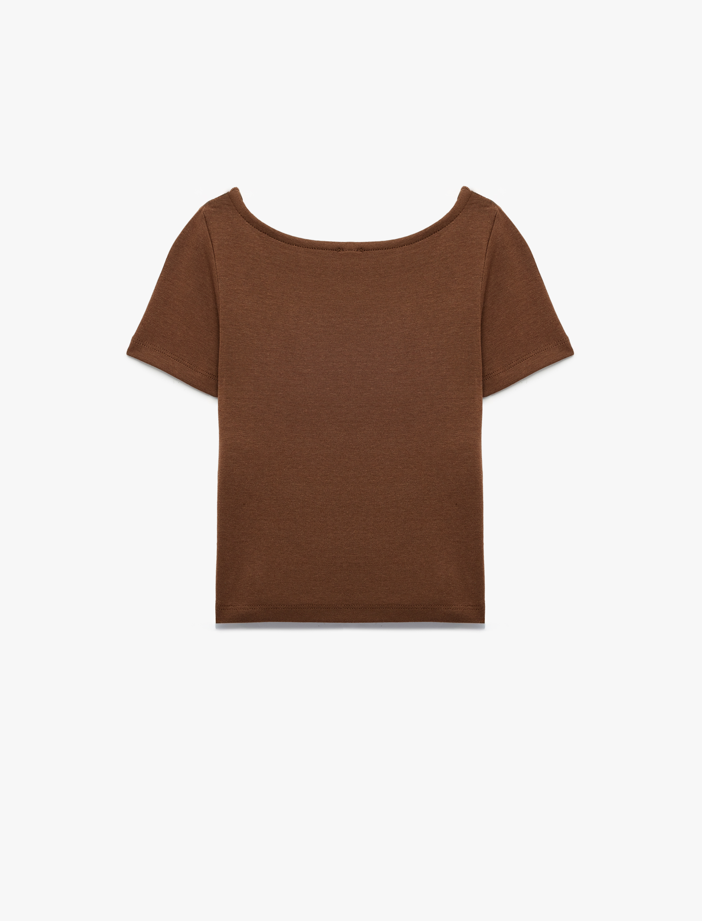  Kız Çocuk Drape Detaylı Yuvarlak Kayık Yaka Kısa Kollu Modal Tişört