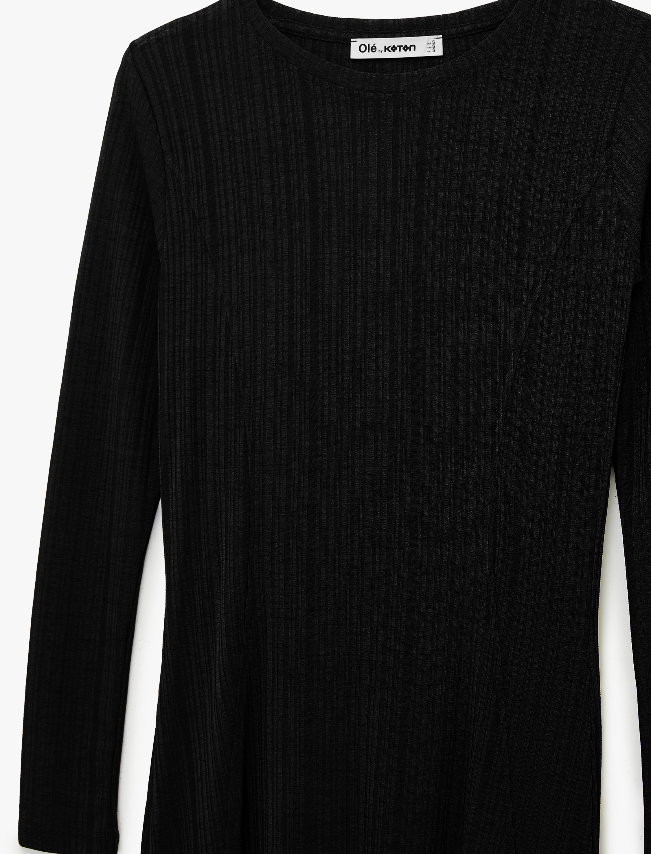   Rahat Kalıp Uzun Kollu Bisiklet Yaka Asimetrik Kesim Uzun Elbise