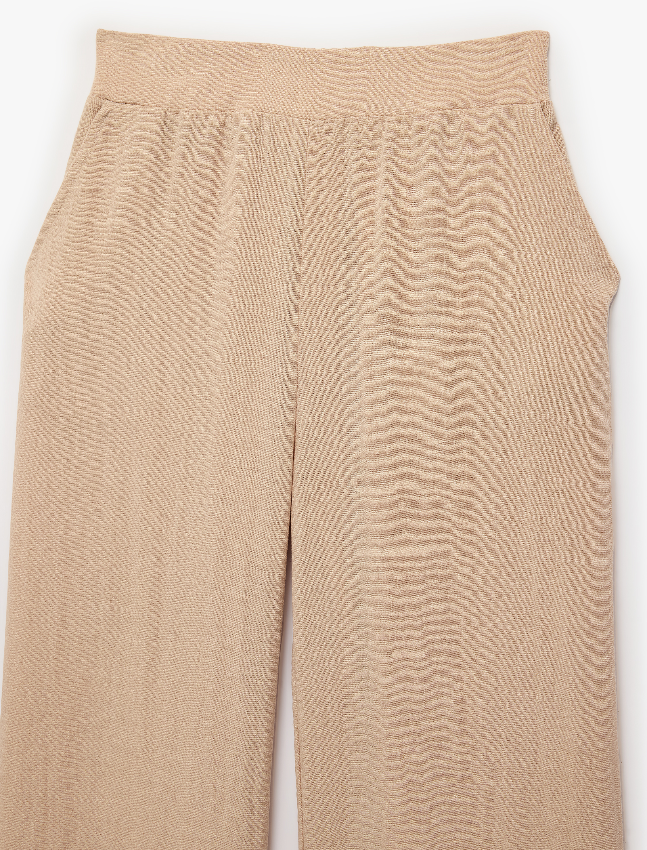  Kız Çocuk Cepli Viskon Karışımlı Beli Lastikli Uzun Pantolon