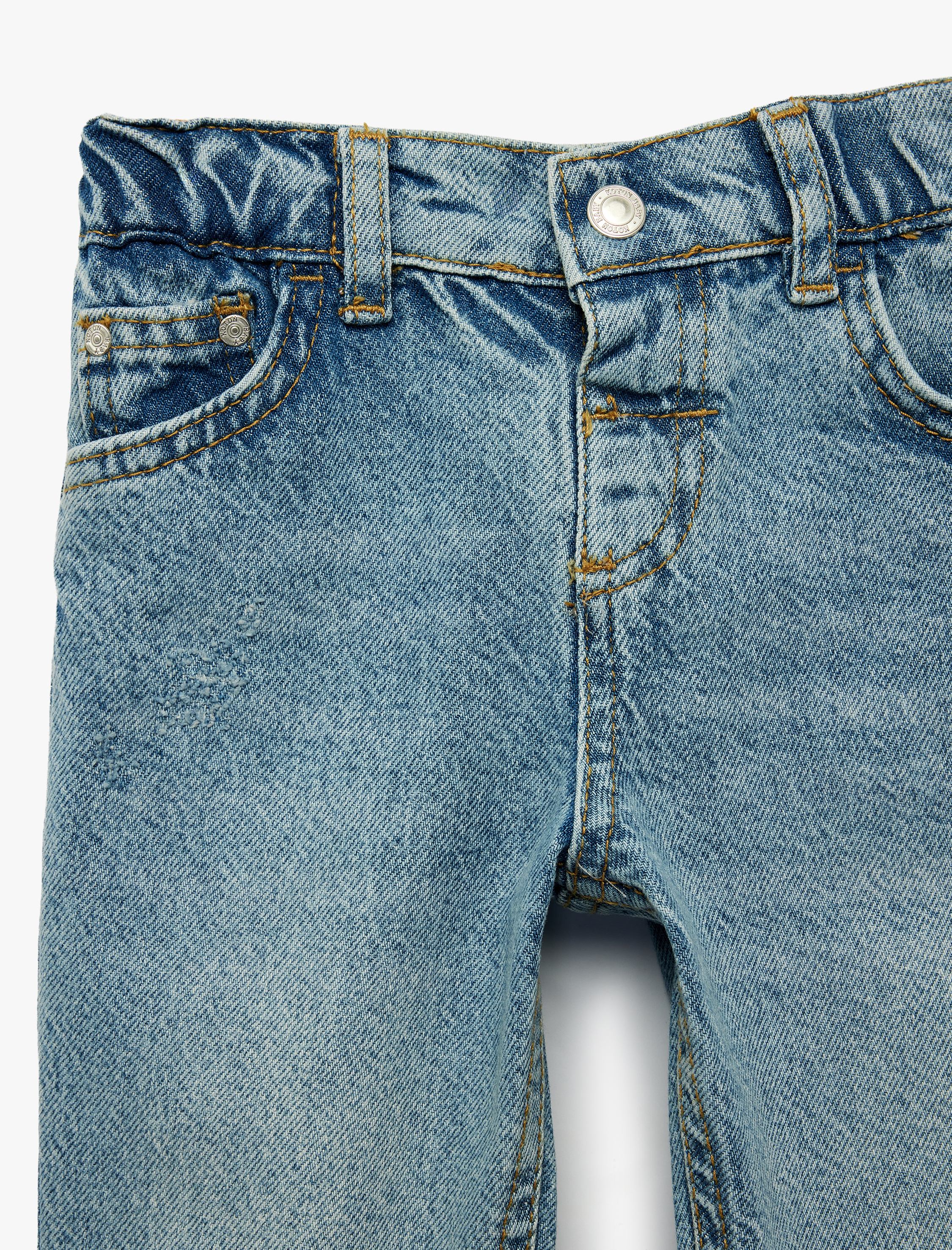  Erkek Bebek Rahat Kalıp Çıtçıtlı Paperbag Beli Lastikli Denim Pantolon