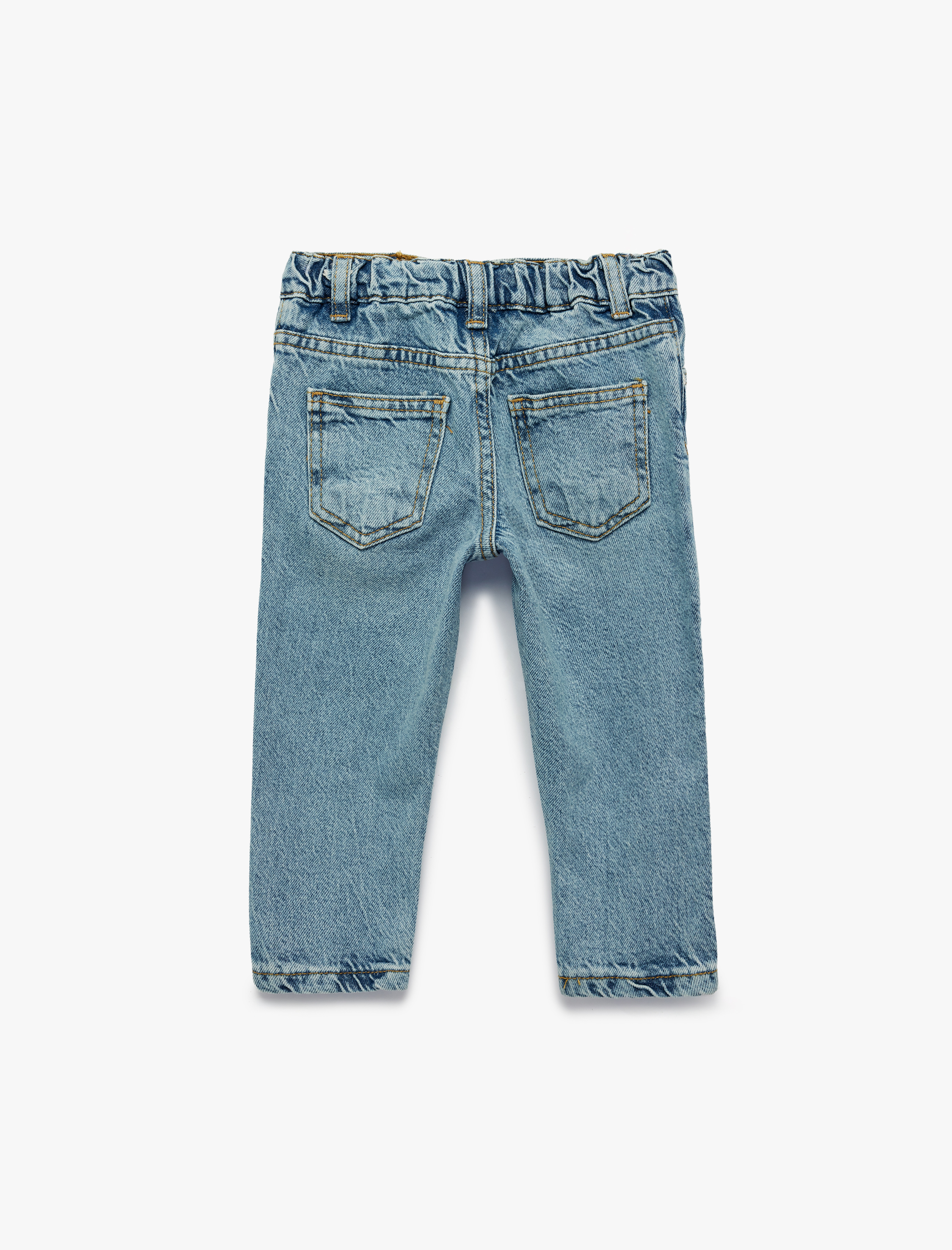  Erkek Bebek Rahat Kalıp Çıtçıtlı Paperbag Beli Lastikli Denim Pantolon