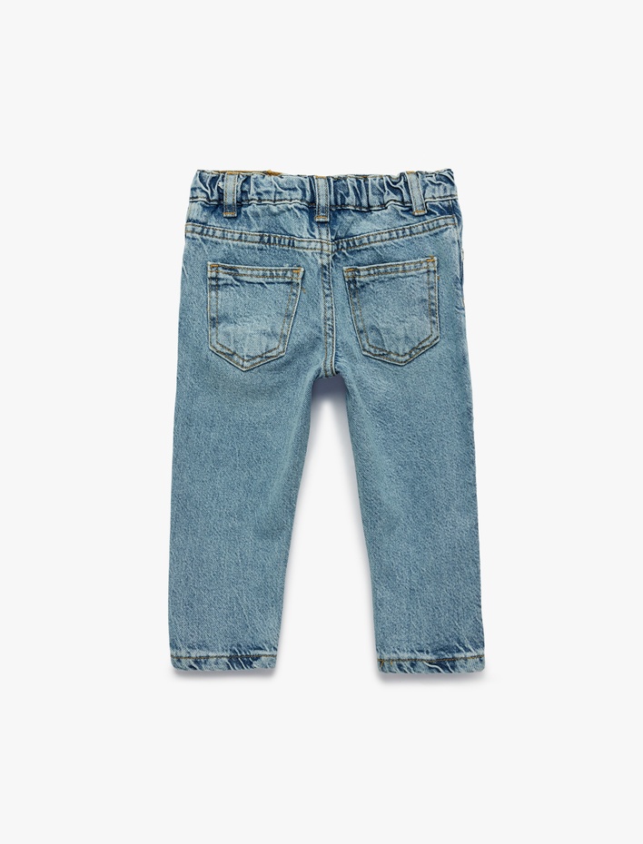 Erkek Bebek Rahat Kalıp Çıtçıtlı Paperbag Beli Lastikli Denim Pantolon