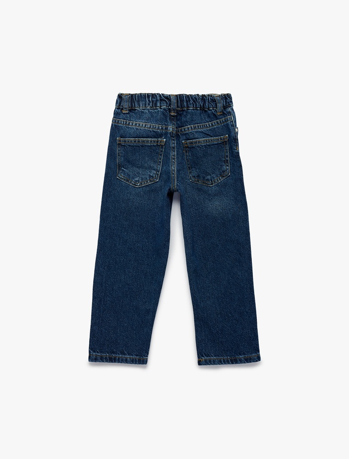 Erkek Bebek Rahat Kalıp Çıtçıtlı Paperbag Beli Lastikli Denim Pantolon