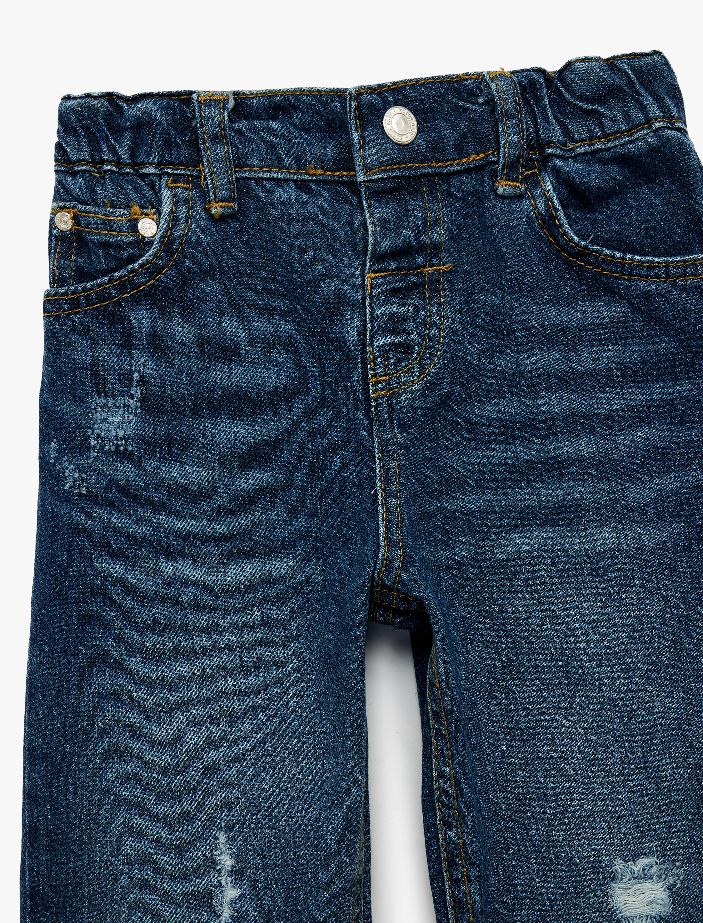  Erkek Bebek Rahat Kalıp Çıtçıtlı Paperbag Beli Lastikli Denim Pantolon