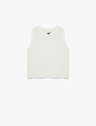 Rahat Kalıp Kolsuz Bisiklet Yaka Crop Spor Bluz