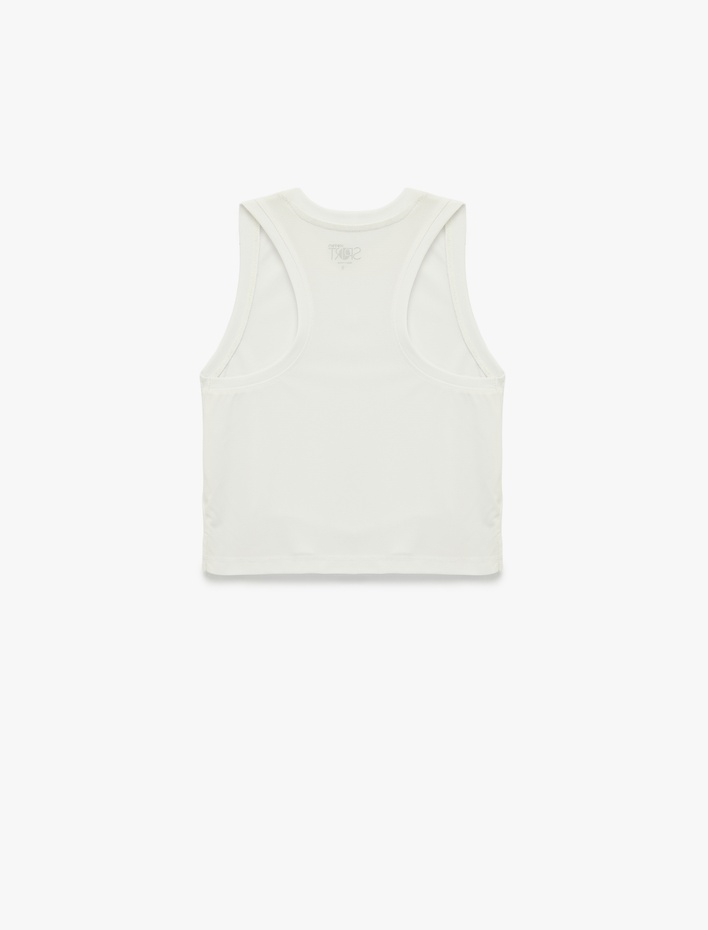  Rahat Kalıp Kolsuz Bisiklet Yaka Crop Spor Bluz