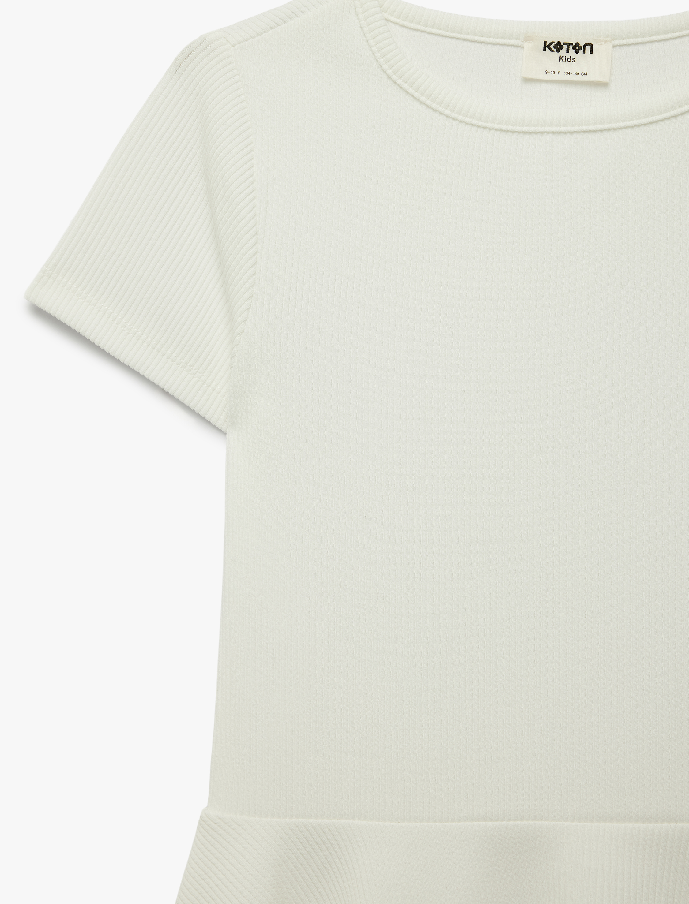  Kız Çocuk Bürümcük Kısa Kollu Bisiklet Yaka Peplum Tişört