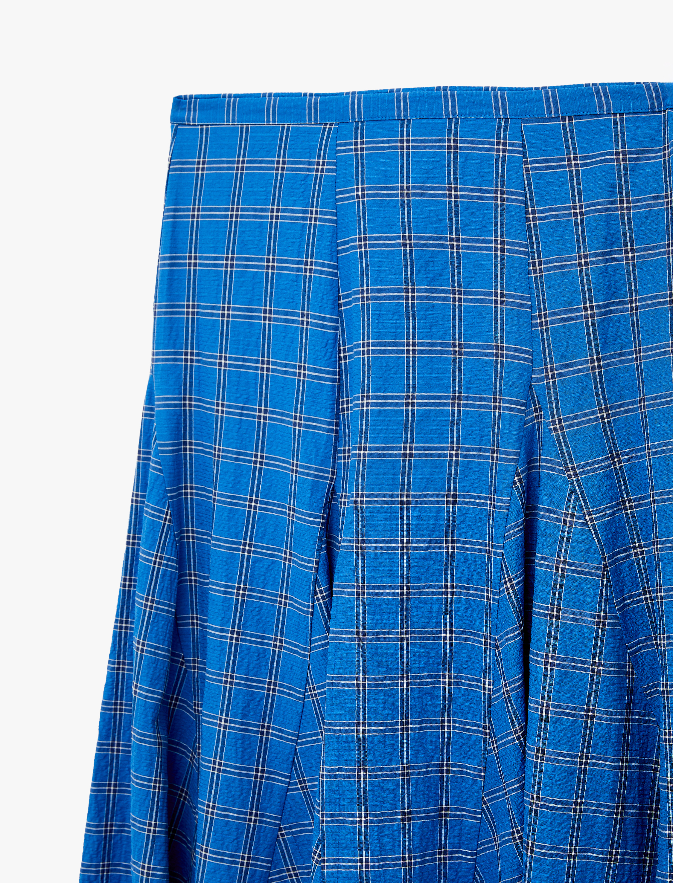   Asimetrik Kesim Kareli Midi Etek