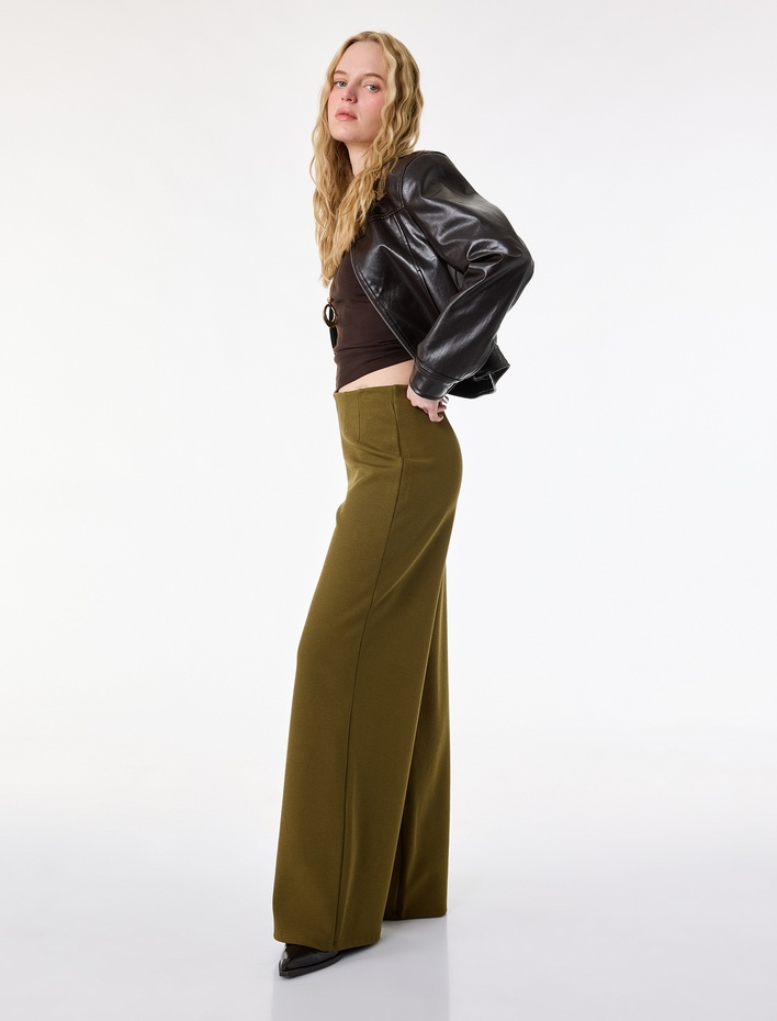  Pens Detaylı Bol Paça Pantolon