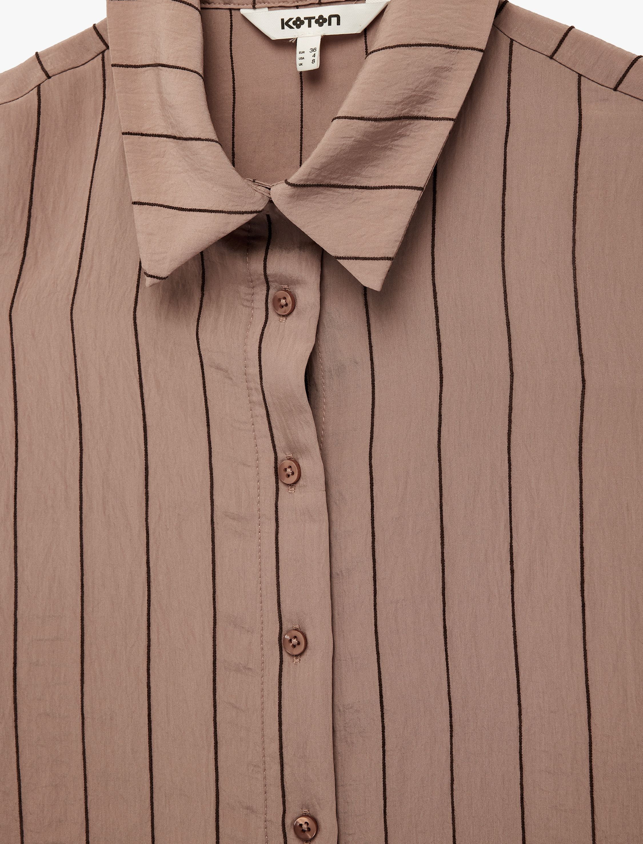   Modal Kumaş Kısa Kollu Çizgili Crop Gömlek