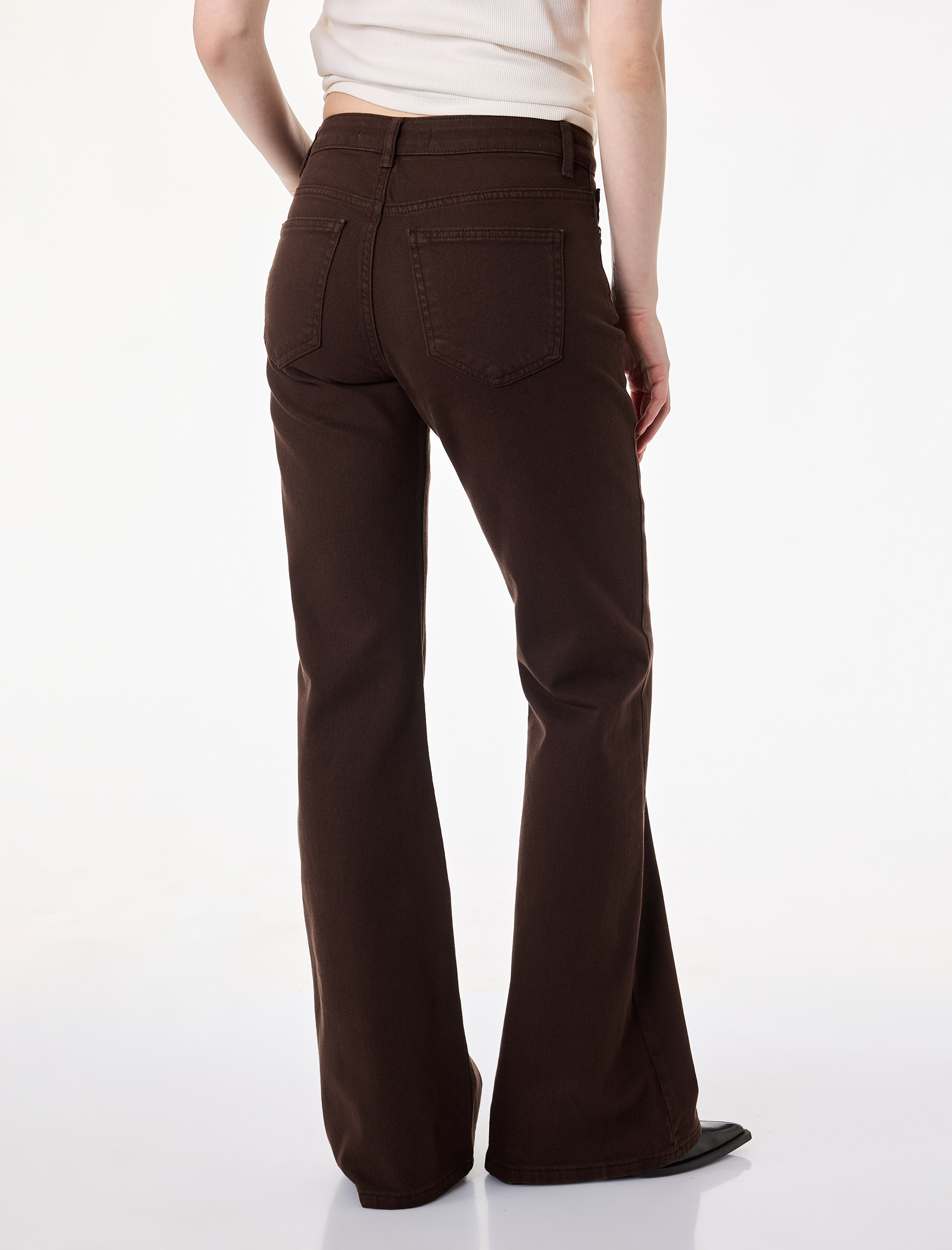   Pamuklu Cepli Düğmeli Dar Kesim İspanyol Paça Denim Pantolon - Flare Jeans