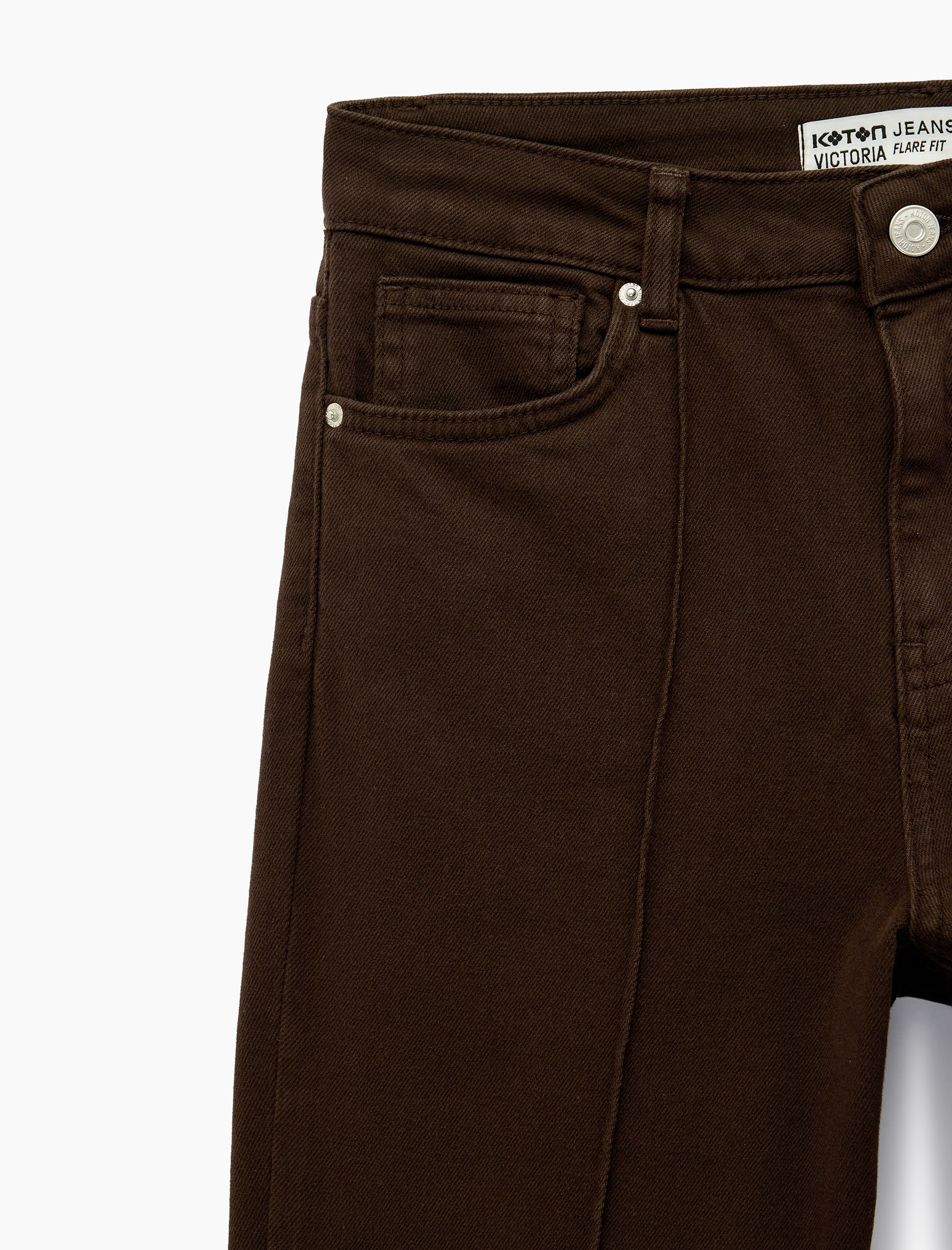   Pamuklu Cepli Düğmeli Dar Kesim İspanyol Paça Denim Pantolon - Flare Jeans