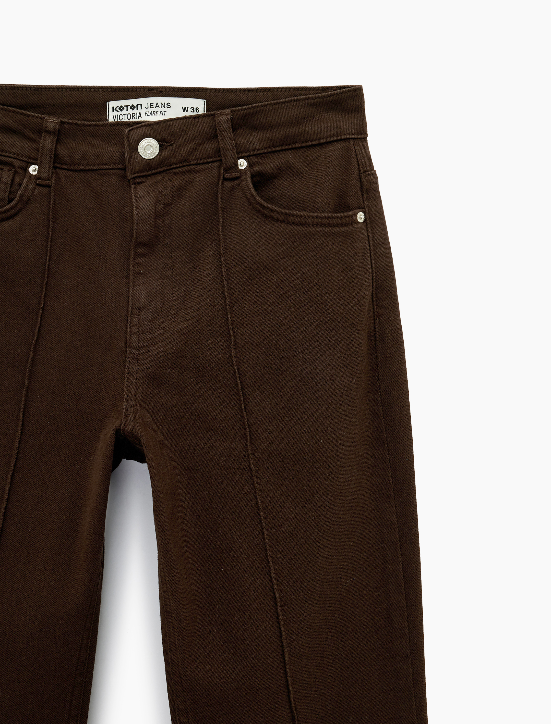   Pamuklu Cepli Düğmeli Dar Kesim İspanyol Paça Denim Pantolon - Flare Jeans