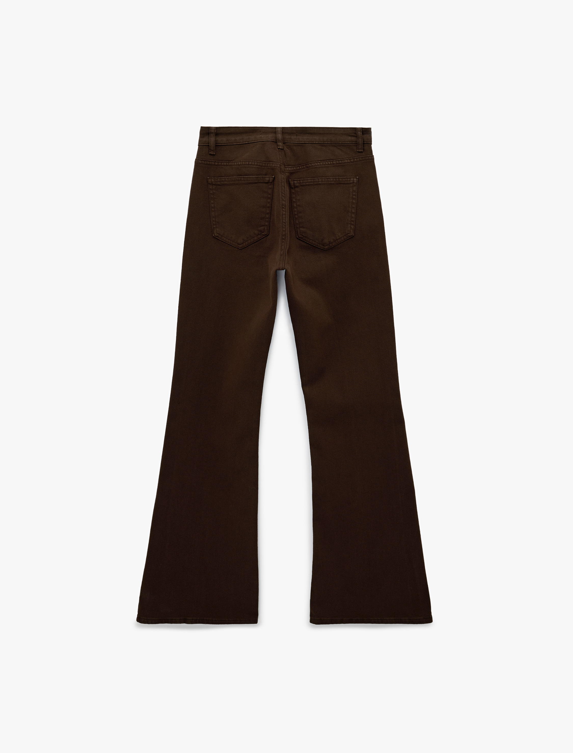   Pamuklu Cepli Düğmeli Dar Kesim İspanyol Paça Denim Pantolon - Flare Jeans