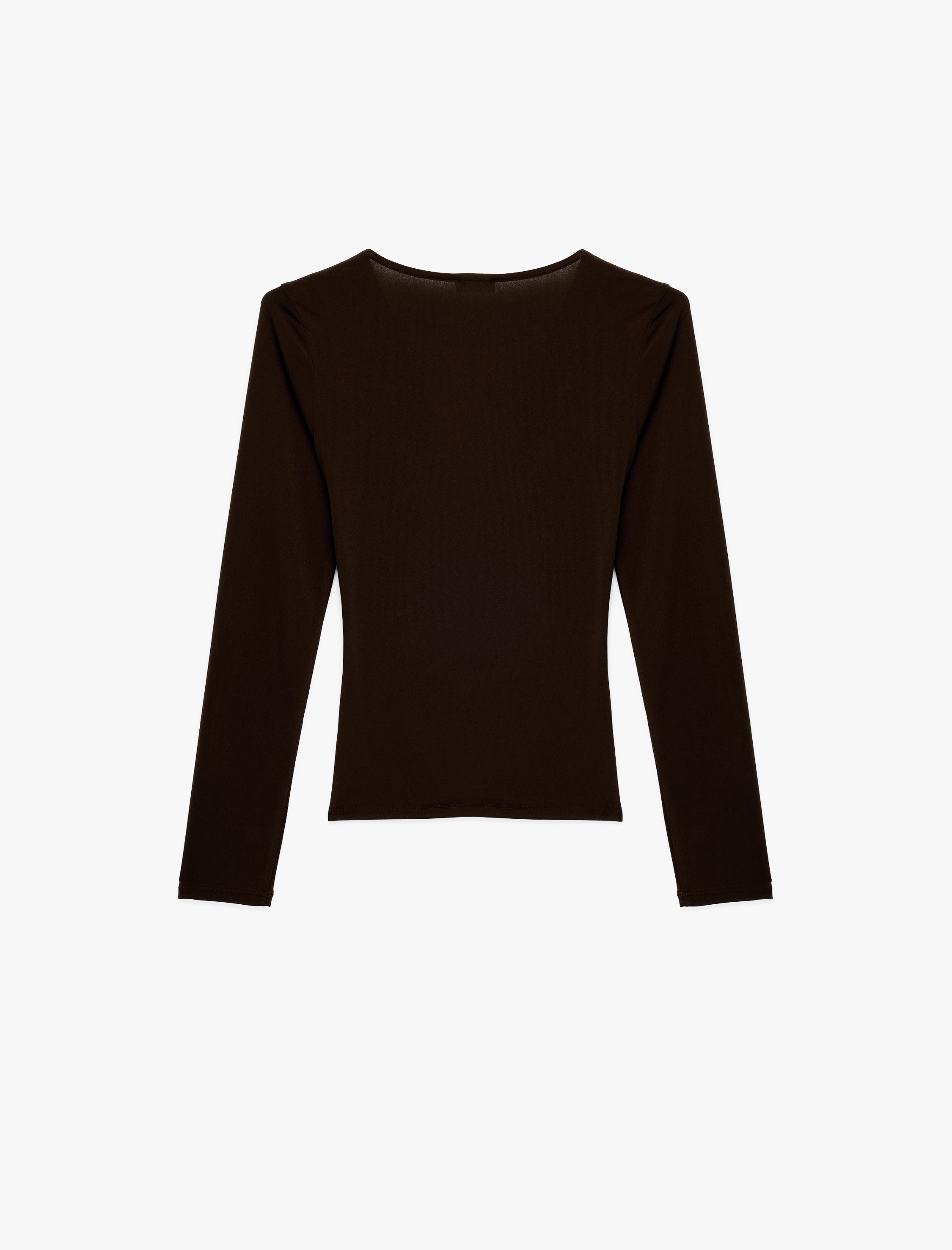   Sandy Kumaş Slim Fit Uzun Kollu Düğüm Detaylı V Yaka Tişört