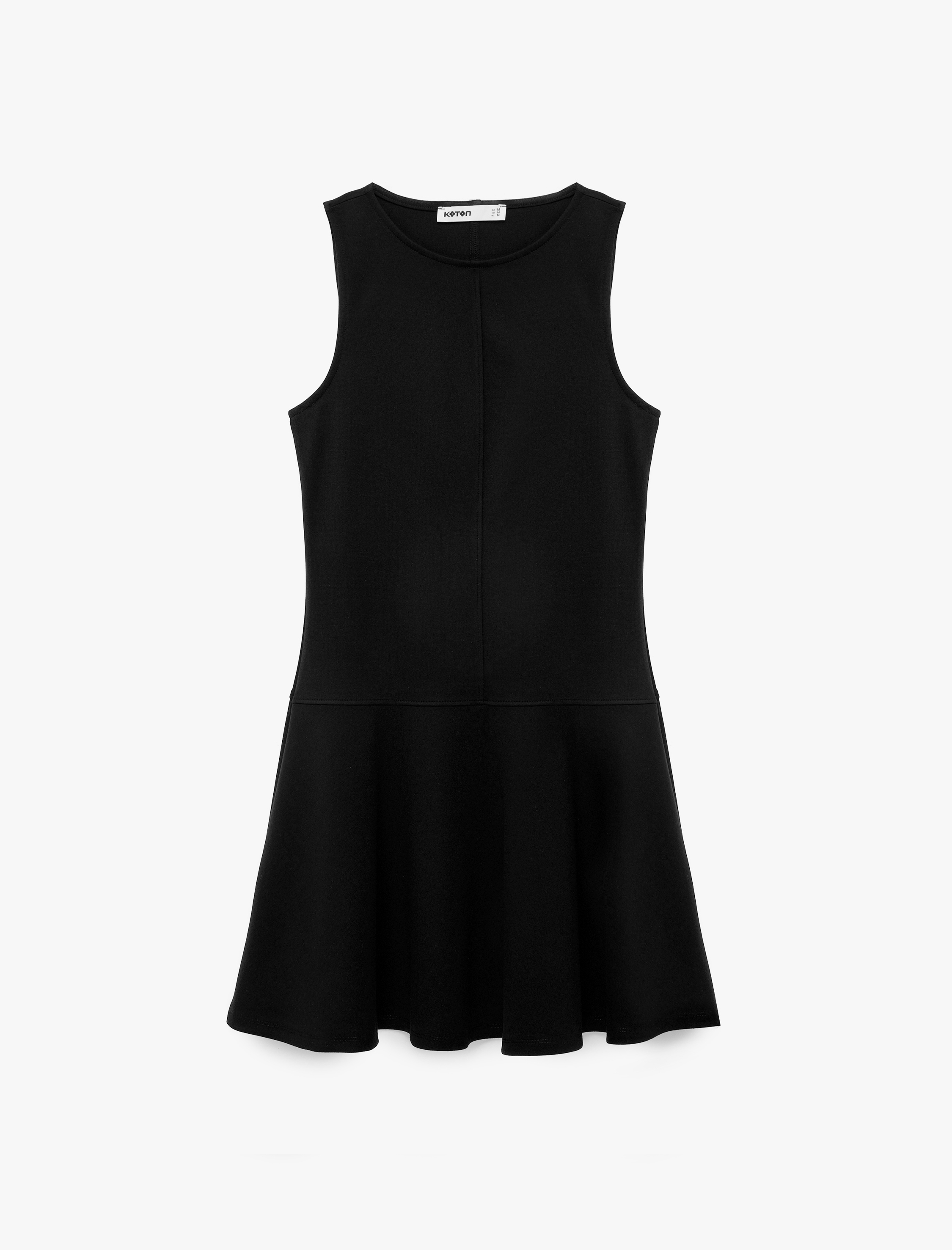   Yuvarlak Yaka Kolsuz Kloş Mini Elbise